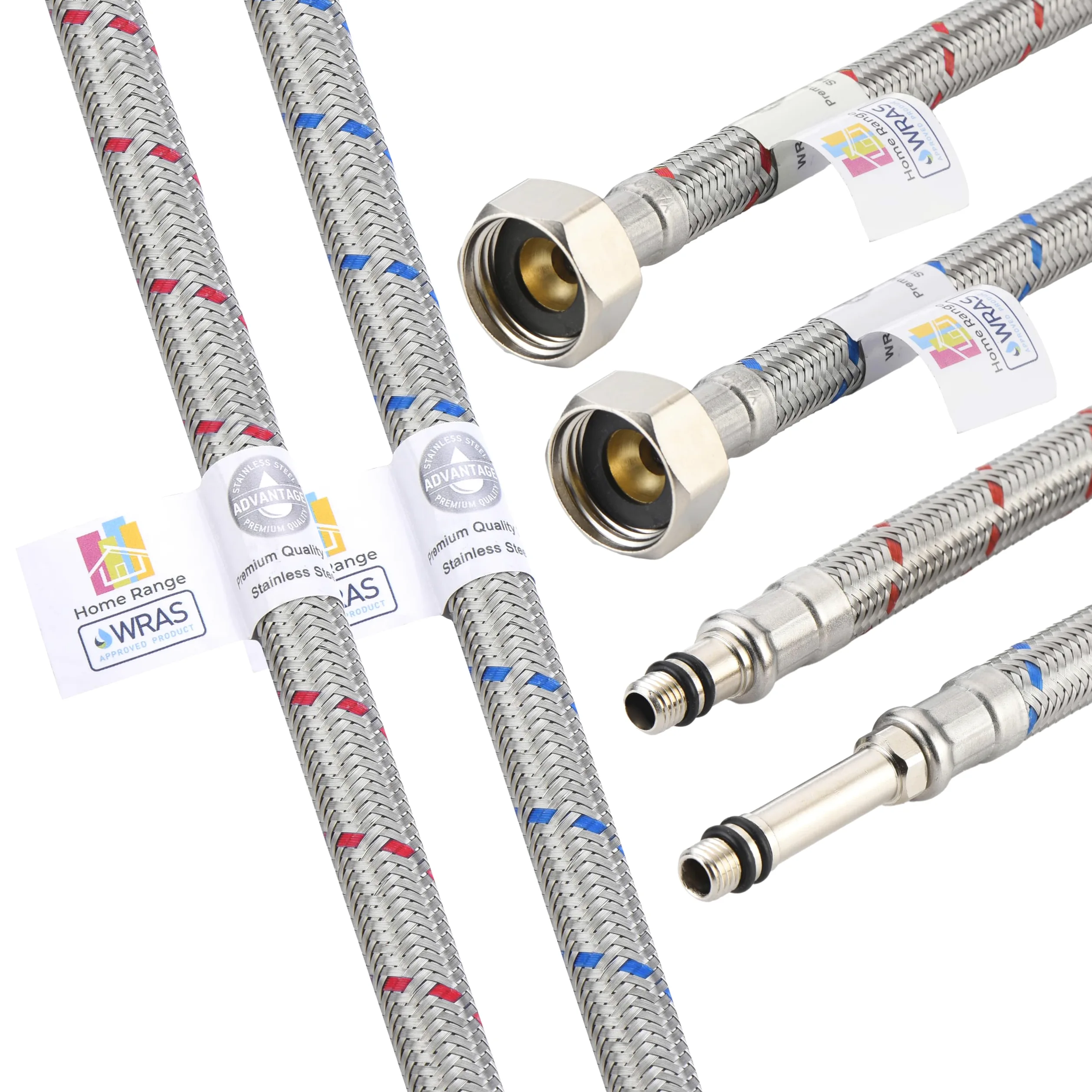 900 mm 2 tuyaux M8 x 1,27 cm | 4 longueurs | Connecteur de tuyau flexible en acier inoxydable pour cuisine/lavabo - Valve isolante approuvée WRAS pour salle de bain - Antirouille et