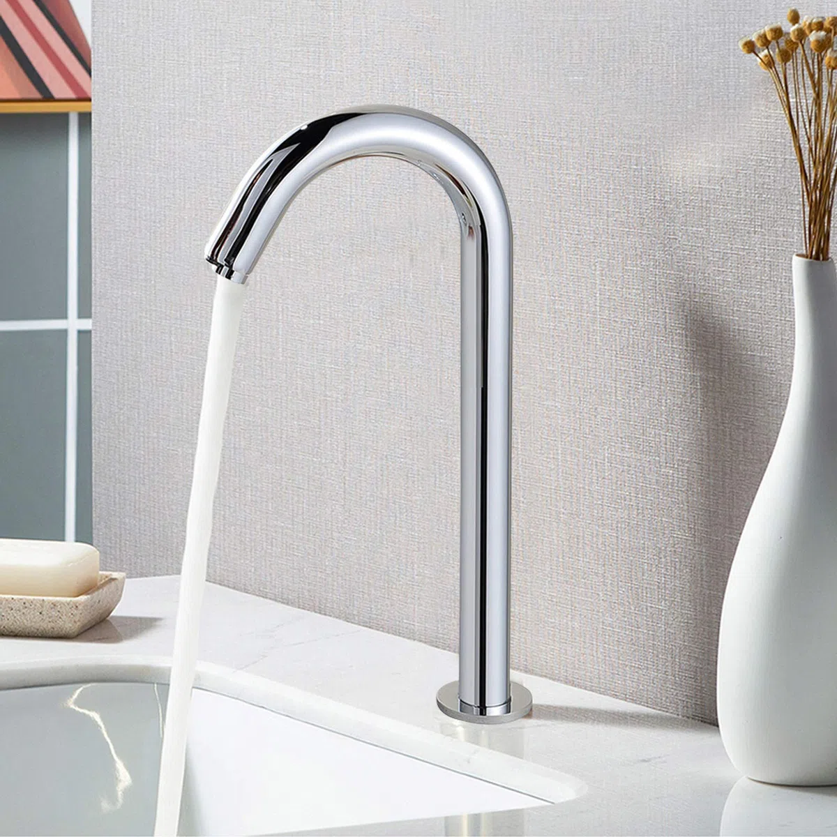 Robinet de lavabo à capteur infrarouge automatique - Sans contact - Avec boîte de commande - Robinet de cuisine sans contact avec capteur automatique