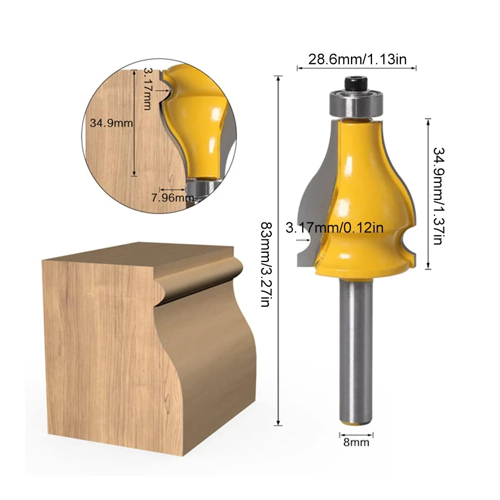 2 Pièces Tige de 8 mm Ensemble d'Embouts de Routeur, Fraises à Main Courante et Bords de Table en Carbure Outils de Coupe-Fraisage pour Le Travail Du Bois pour Professionnels et Débutants