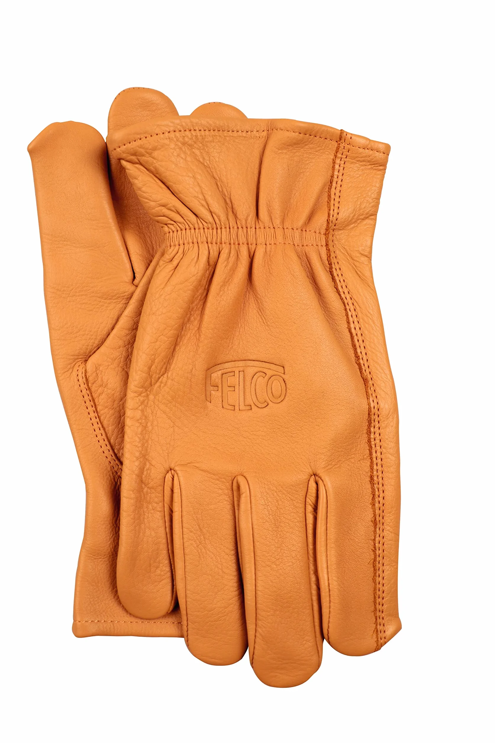 FELCO 703L Gants en cuir véritable (taille L, cuir de vache résistant aux perforations, gants de jardin pour travaux de coupe lourds, gants de travail couleur naturelle)