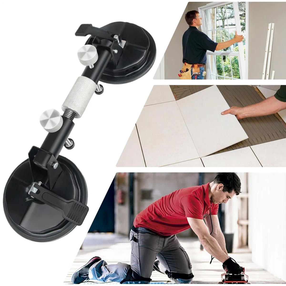 Pince d'alignement pour plan de travail, tendeur d' pour carrelage avec ventouse sous vide - Gobelet pour joint articulé et nivellement - Ventouse de sol - Gobelet - Plan de travail pour