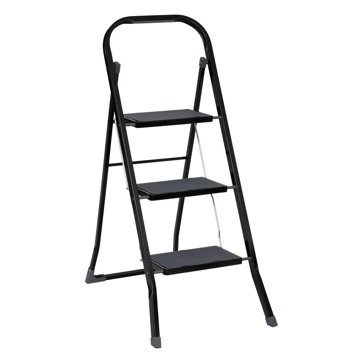 5five - Marchepied Pliable Métal 3 Marches Verrouillage de Sécurité Anse Rangement Facile Revêtement Anti-dérapant Charge Max 150kg