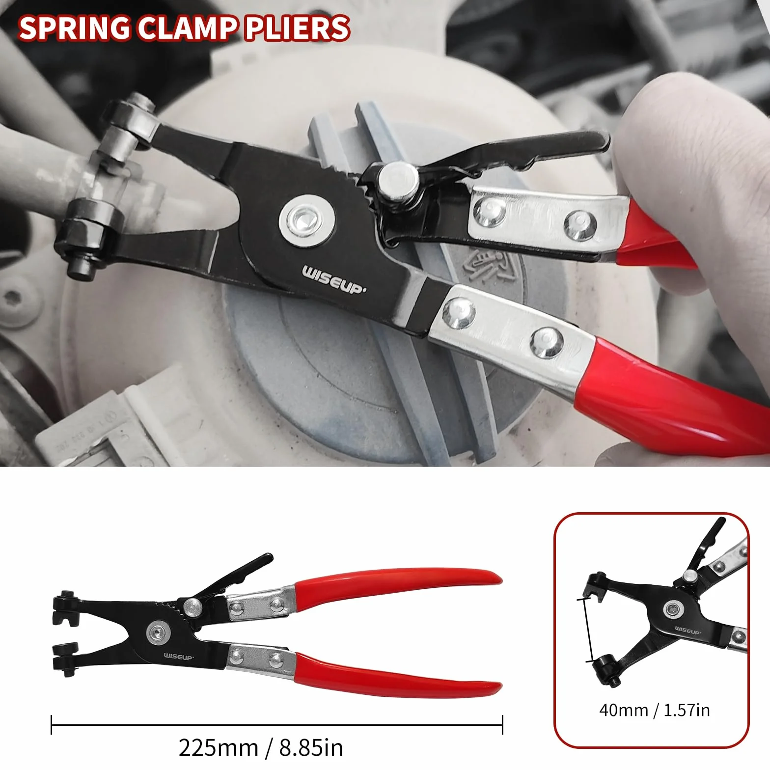 WISEUP Pince pour Tuyau de Carburant 8 en 1 - Déconnexion Électrique, Retrait de Tuyau, Goupille Poussoir, Étrier de Filtre à Carburant de 22,9 cm pour Entretien Automobile