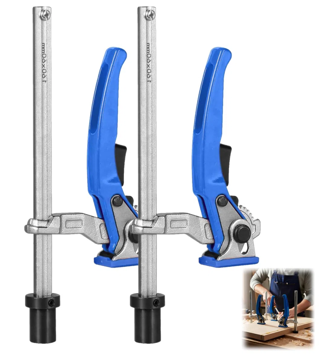 2pcs serre joint menuisier à levier en acier,20mm serre joint rapide Plage de serrage 160 mm Profondeur de Gorge 60 Compatible etabli menuisier tables multifonctions de soudage,CNC