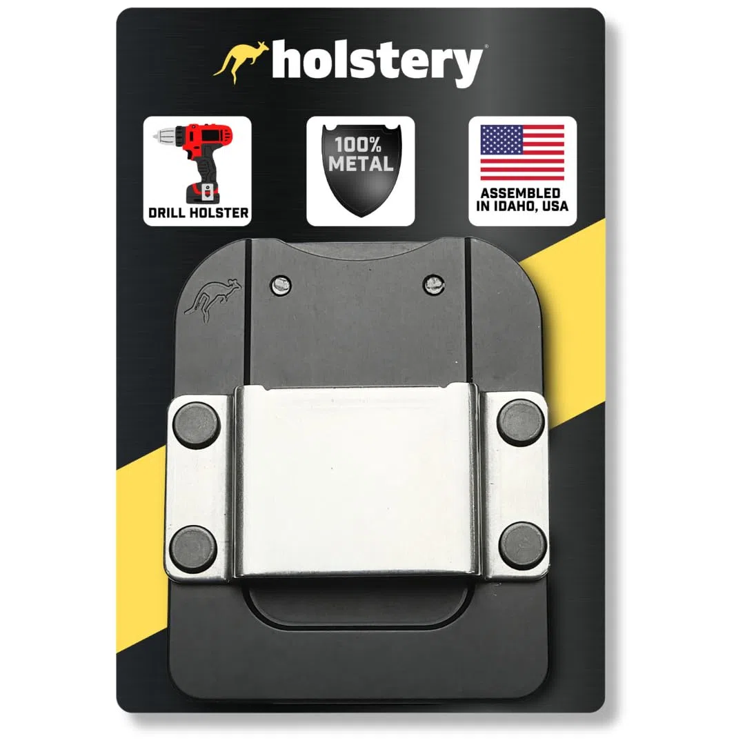 Holstery DriverMaster Pro Porte-Outils pour perceuse sans Fil, perceuse à Percussion, cloueuse, mètre Ruban ou Autres Outils avec Clips de Suspension, entièrement en métal, Noir