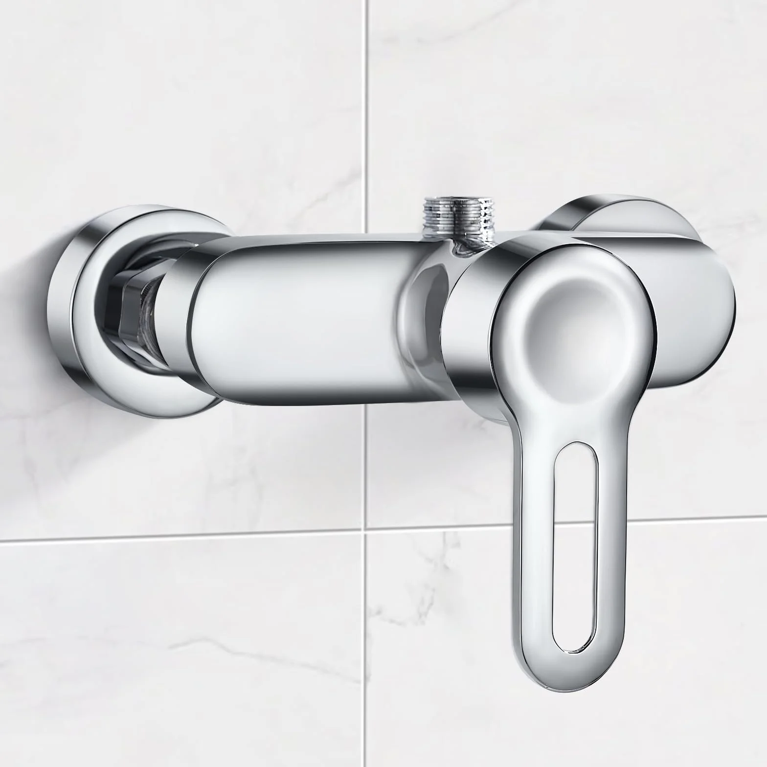Namuoto Mitigeur Monocommande Douche Chromé, Robinet Mitigeur de Douche Mural, Sortie D'eau Vers le Haut en 1/2" Adaptée aux Colonne de Douche
