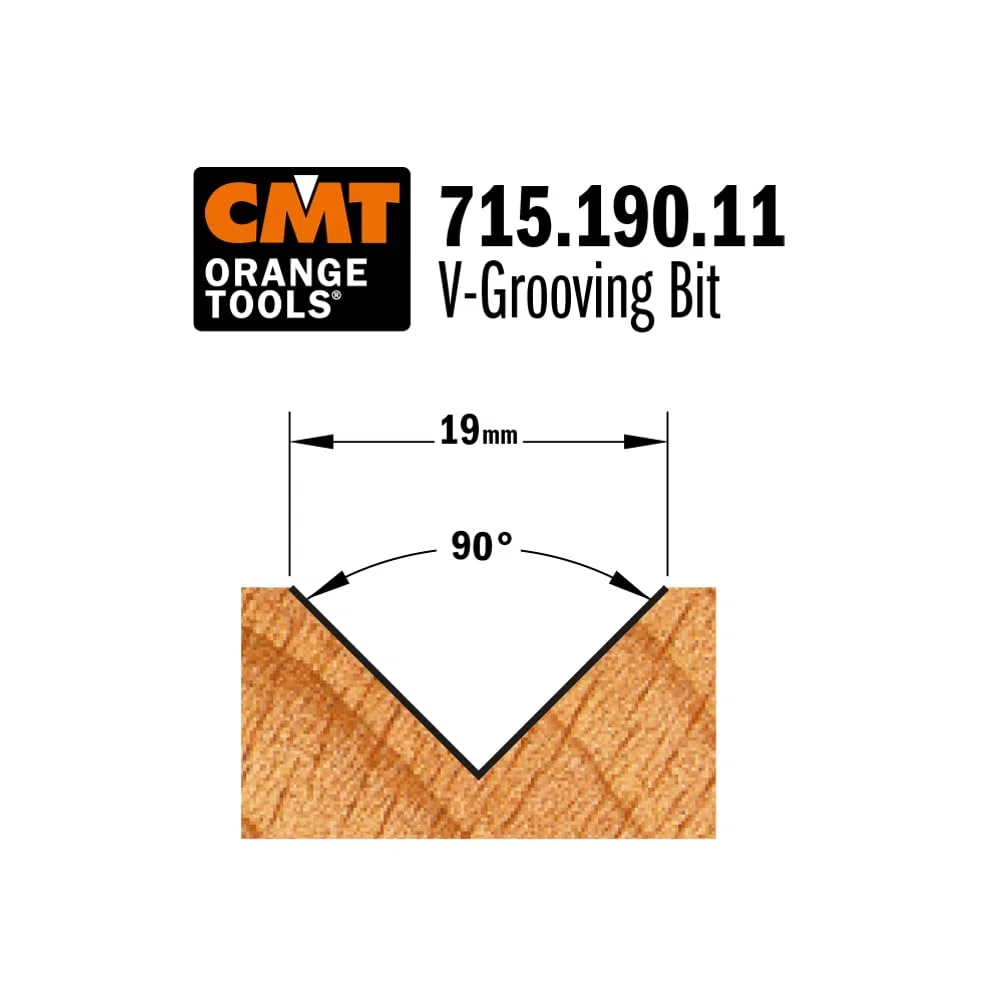 CMT Orange Tools 715,190,11 Fraise à Rainurer en v (90) hm s 6-d 19 x 16