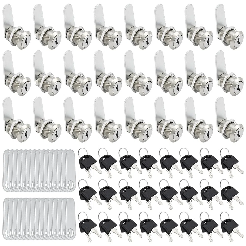 30 paquet de Serrures D'Armoire avec Clés Serrure à Came de 16mm à Clés Identiques pour Boîte à Outils Boîte aux Lettres Camionnettes Armoire Kit de Remplacement Alliage de Zinc