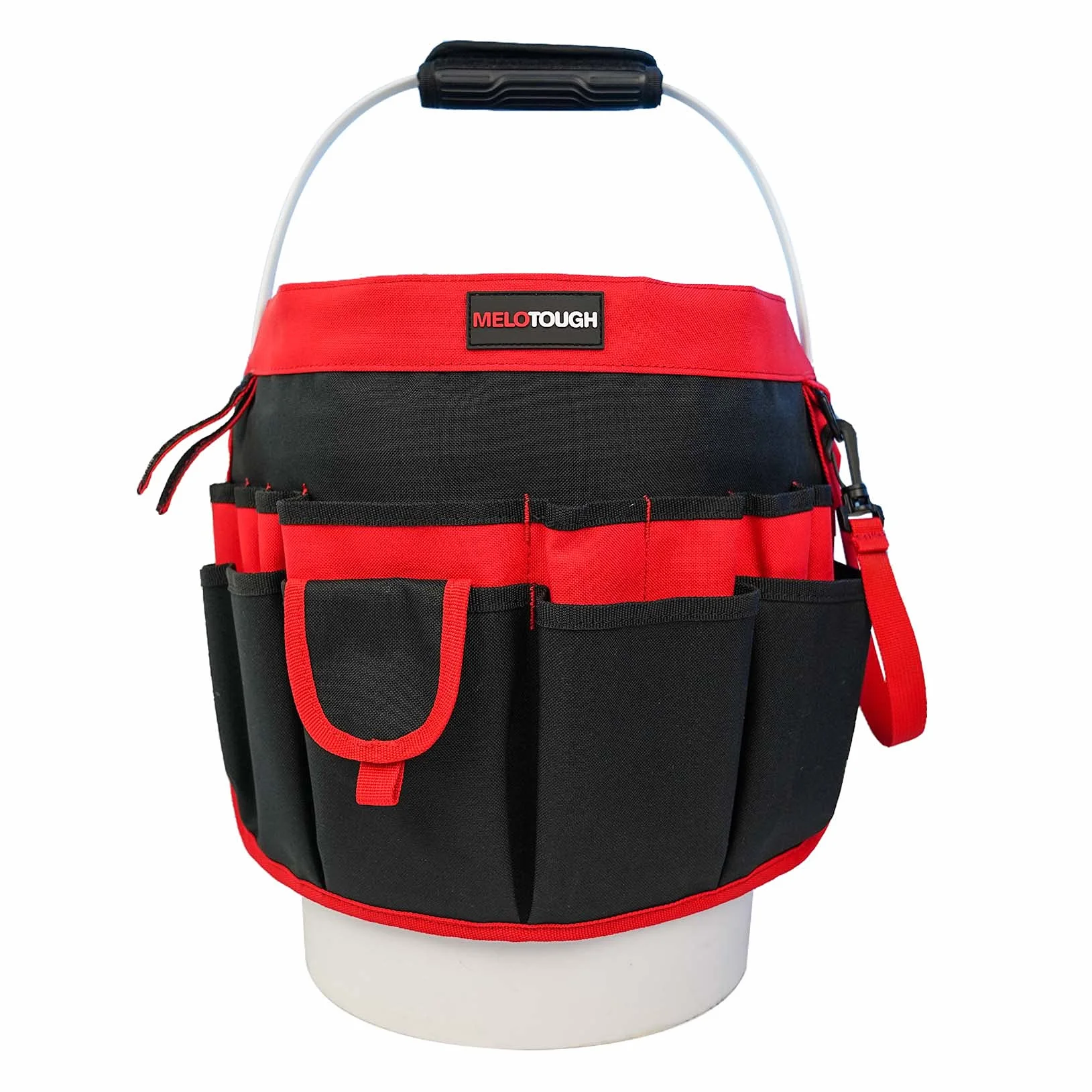 MELOTOUGH Seau à outils avec 35 poches, convient aux seaux de 3,5 à 5 gallons (rouge)