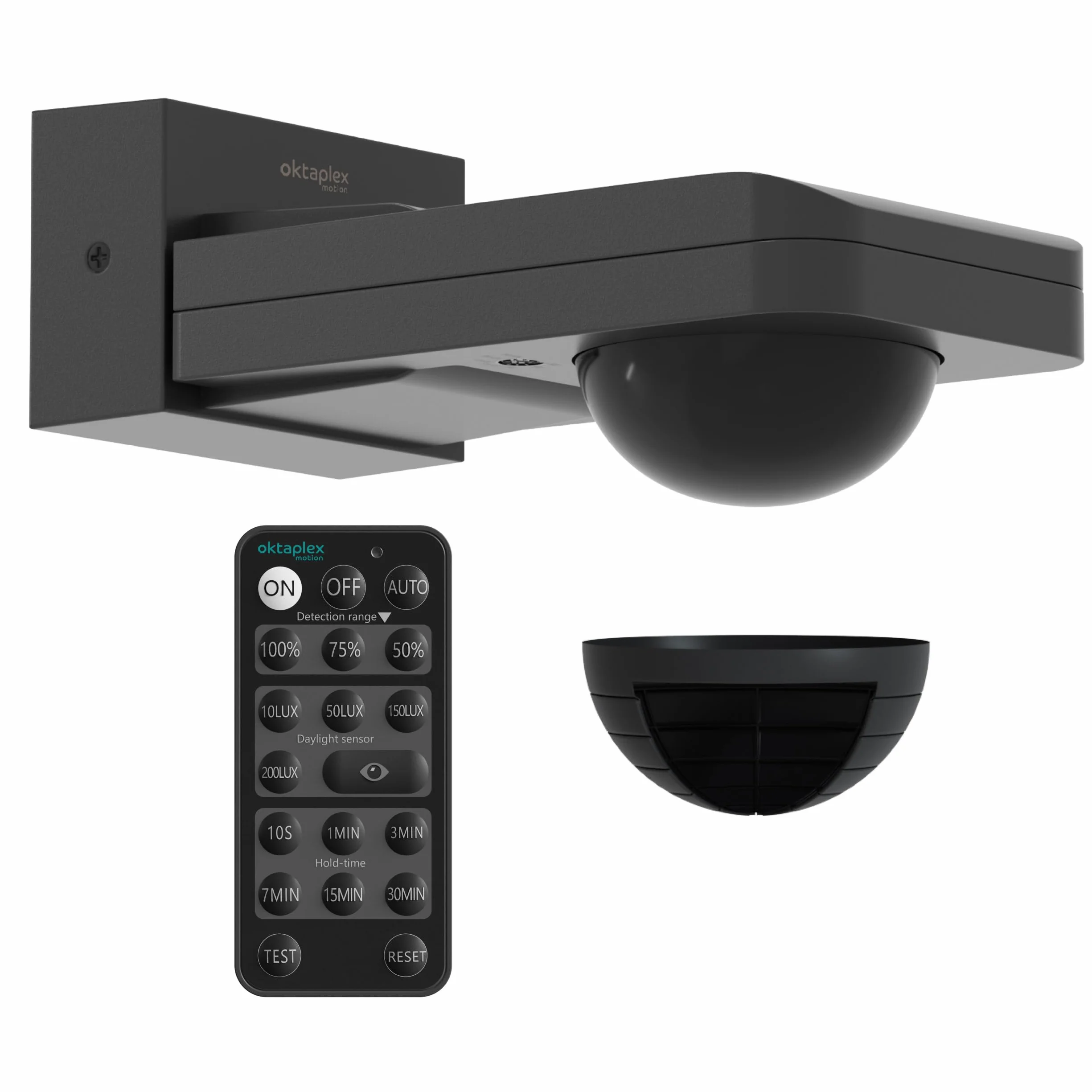 Oktaplex Tea détecteur de Mouvement extérieur Anthracite 360 degrés INCL. télécommande capteur Infrarouge 230V IP65 pour Plafond et Mur