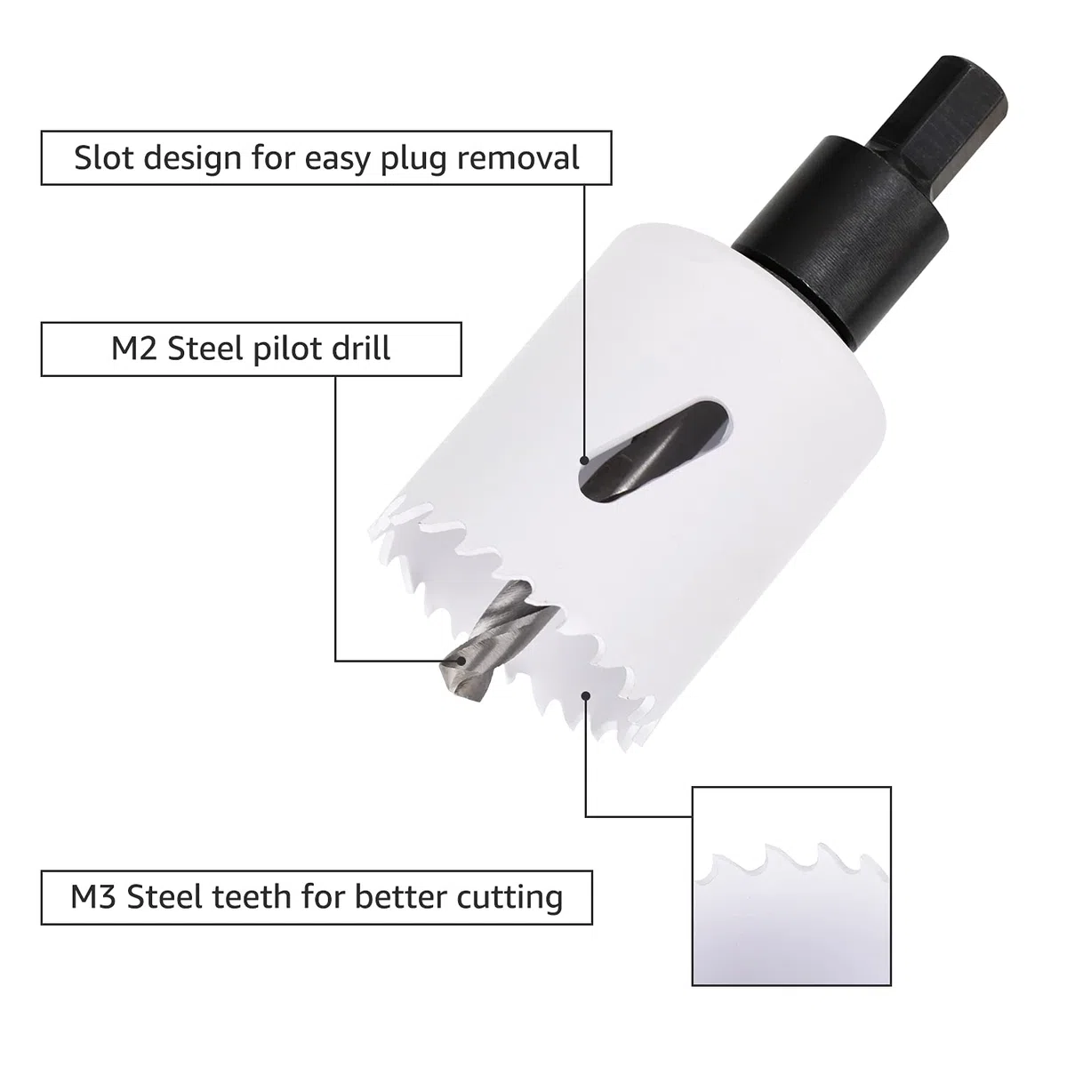 Amazon Basics Kit de 9 pièces pour scie cloche en acier rapide bimétallique avec étui de transport, 20 mm à 68 mm, Noir, 25/32" to 2-11/16”