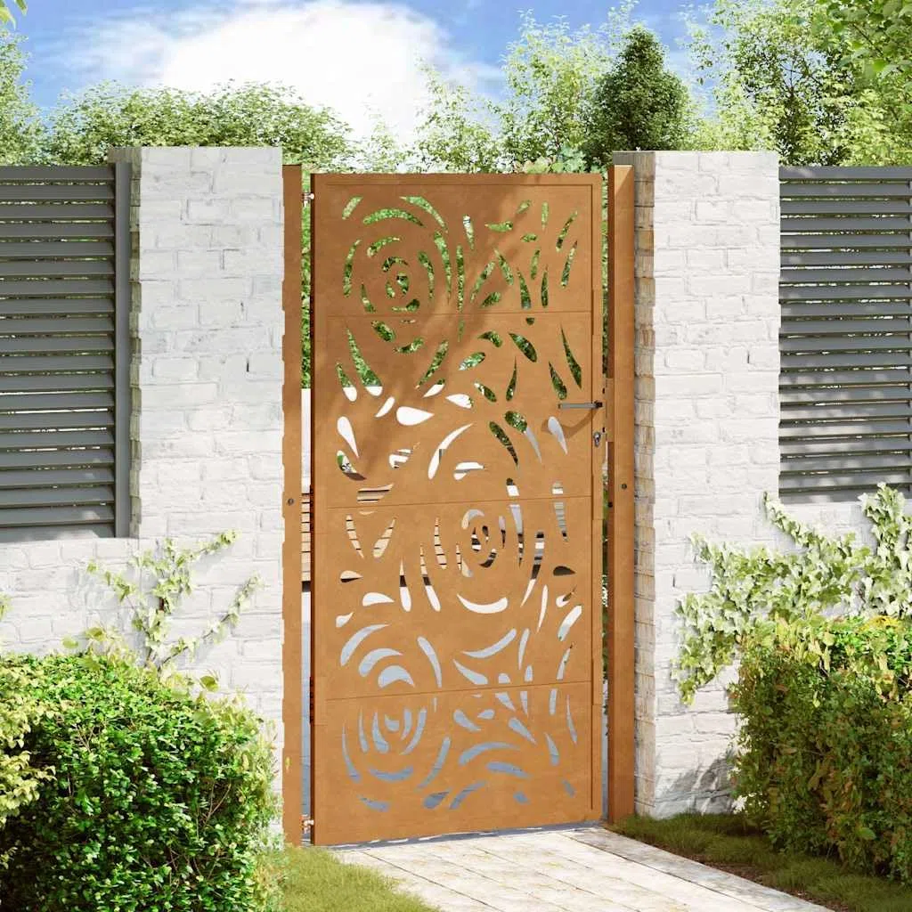 vidaXL Portail de jardin 100x175 cm en acier patiné motif flamme