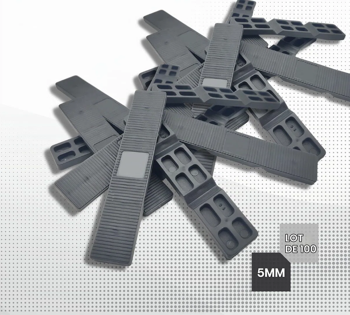 DOJA BARCELONA | Cales de Vitrage 5mm | Noire | 100 Pcs | Blocs d'Écartement en Plastique, Entretoise Polypropylene | Plaques d'Espacement avec Points de Rupture pour Rangement, Équilibrage...