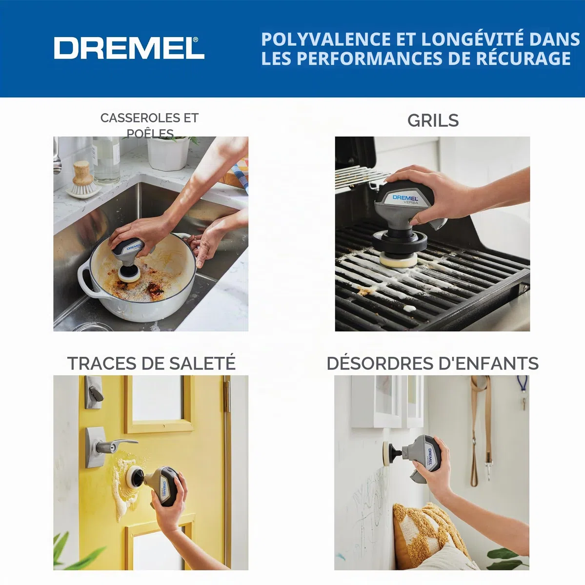 Dremel Versa Power Scrubber PC10-07 Kit d'outils de Nettoyage avec 5 éponges Scrub Daddy