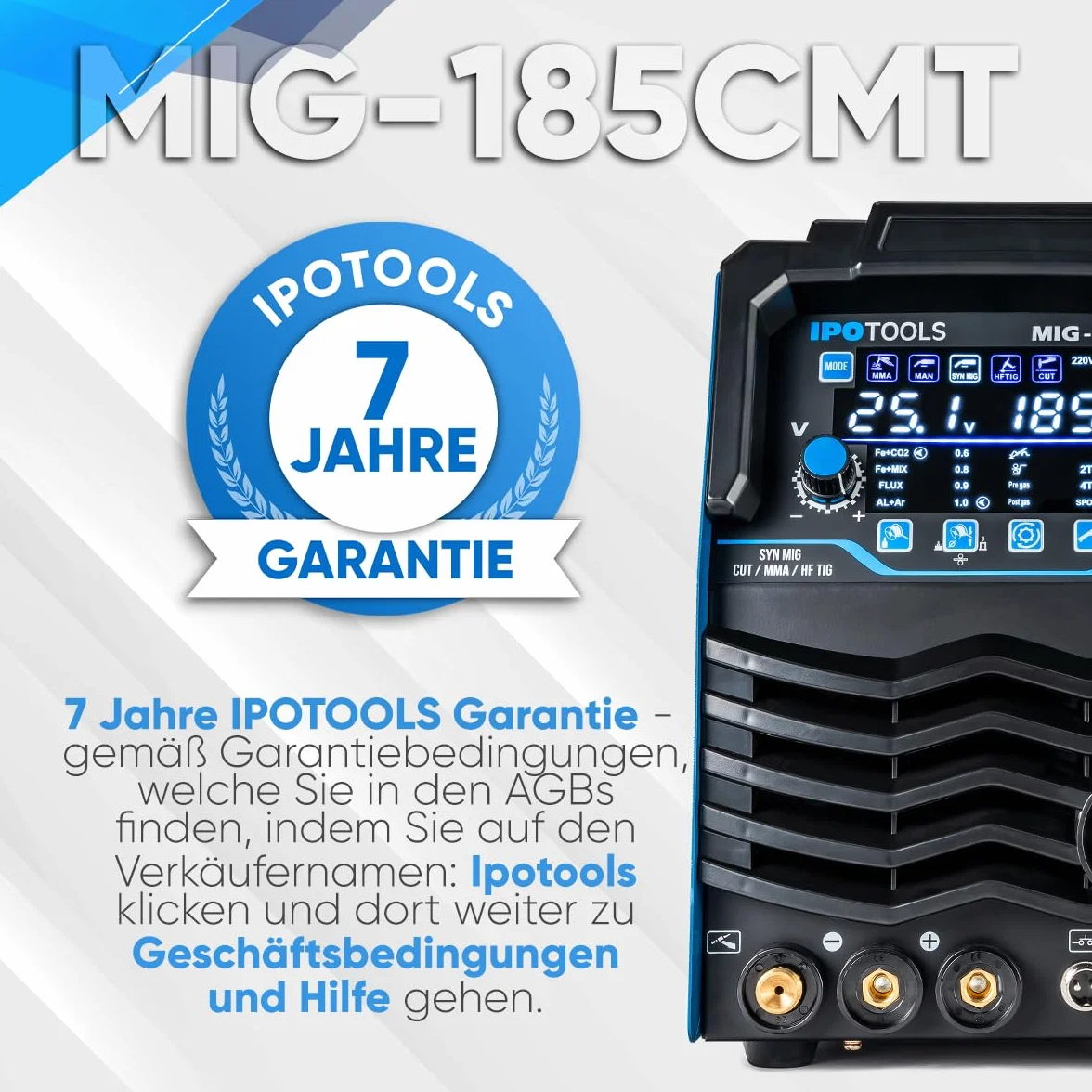 IPOTOOLS Poste de soudage combiné MIG-185CMT Poste de soudage 7 en 1 TIG MIG MAG avec découpeur plasma 45 A Synergic Inverter Poste de soudage 185 A avec FLUX | 230V | 7 ans de garantie