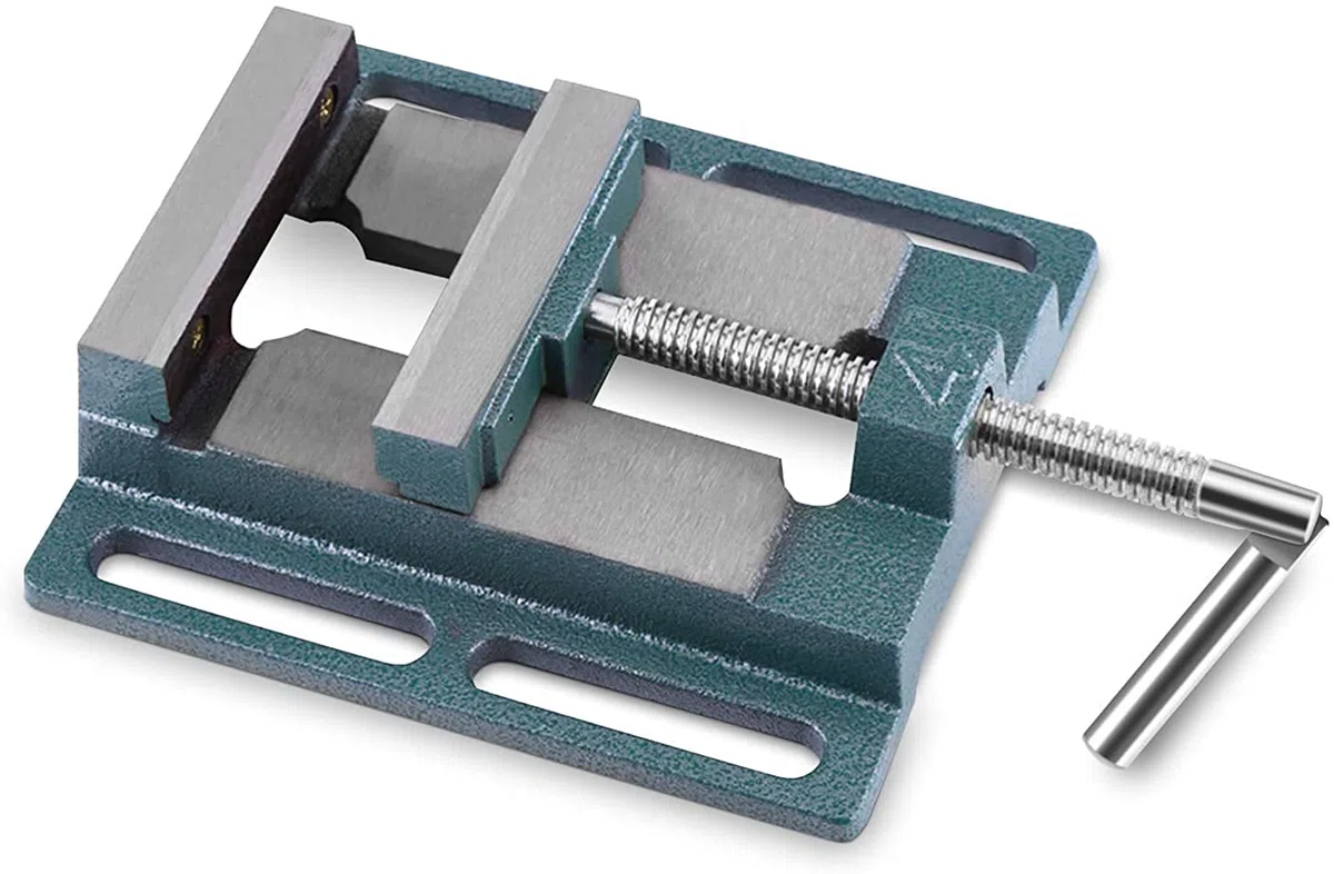 Étau de perceuse à colonne 4 pouces Étau de banc de mécanicien Pince de dessus de table Presse à serrure de verrouillage Base pivotante Étau de serrage de pince de banc de machine, 7,28 x 6,53 x