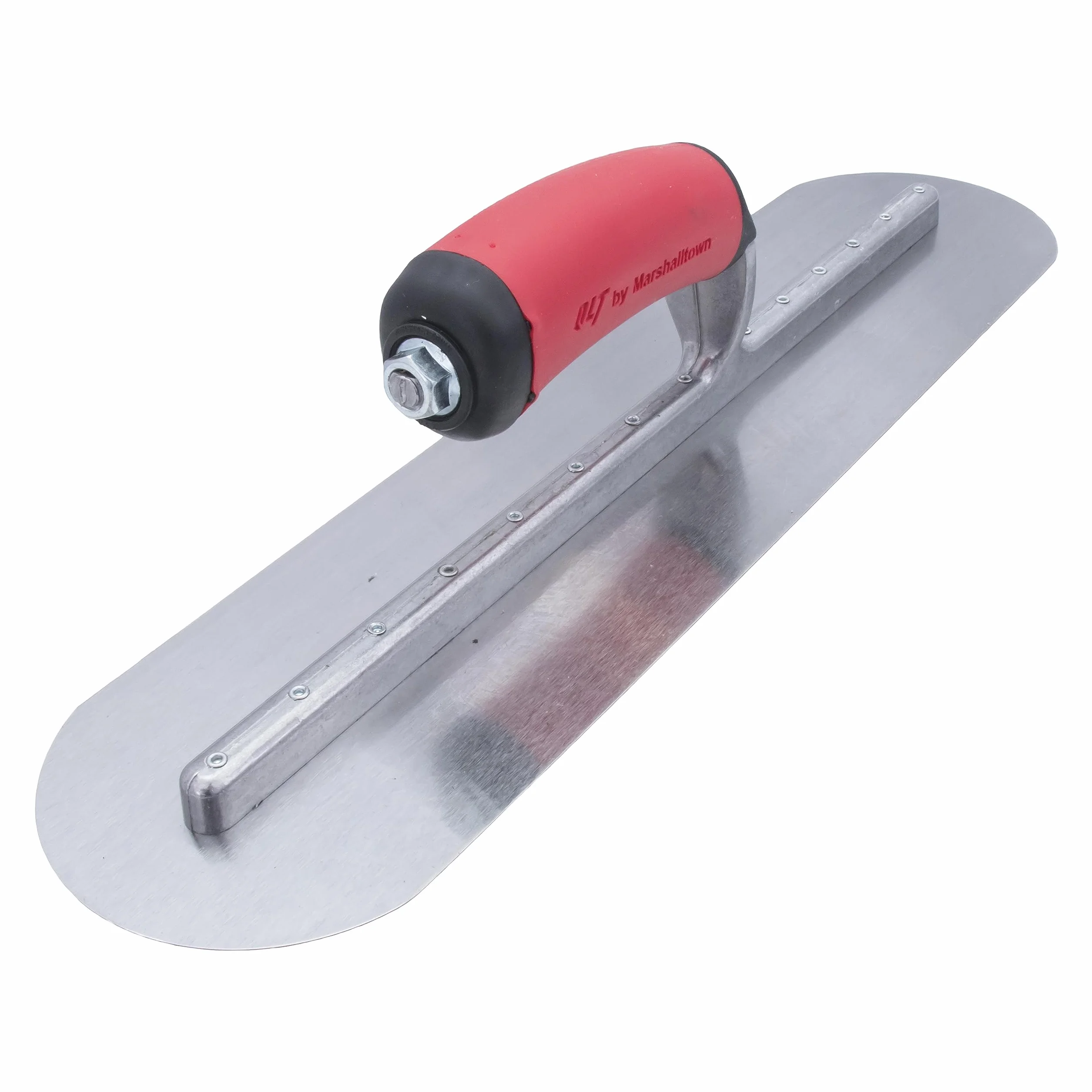 Truelle de lissage entièrement arrondie de Marshalltown avec poignée en acier à prise souple, outil pour les plâtriers, dimensions de la truelle : 457x102 mm