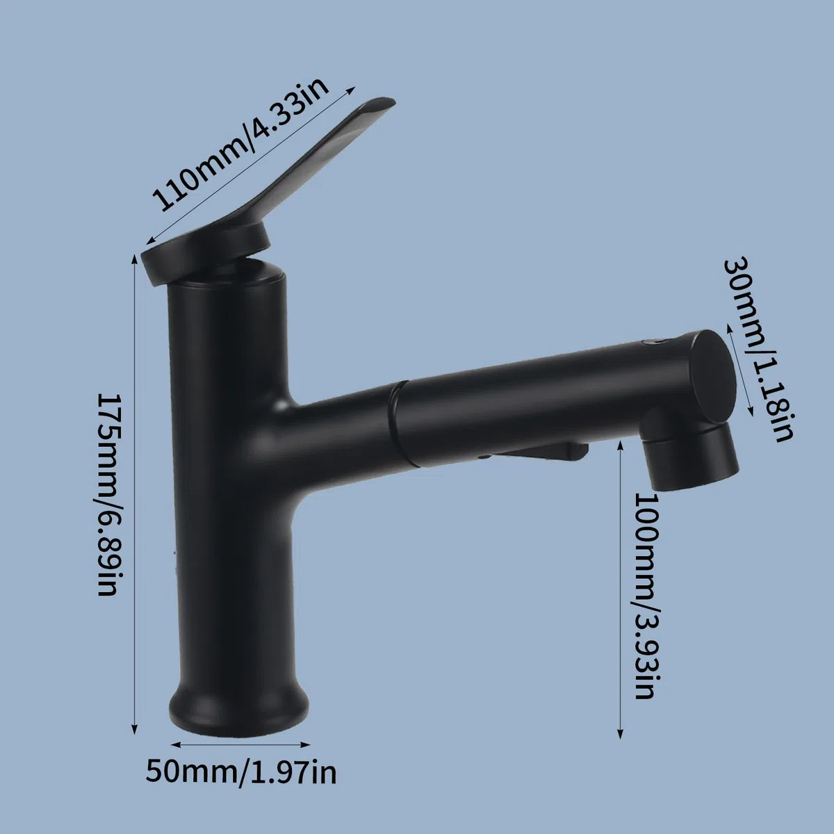 Robinet Salle de Bain avec Douchette Extractible (Noir) | Mitigeur Lavabo a 3 Modalità Cartouche Monocommande Miscelatore Eau Chaude et Froide en Céramique Blanc/Gris/Argenté/Noir