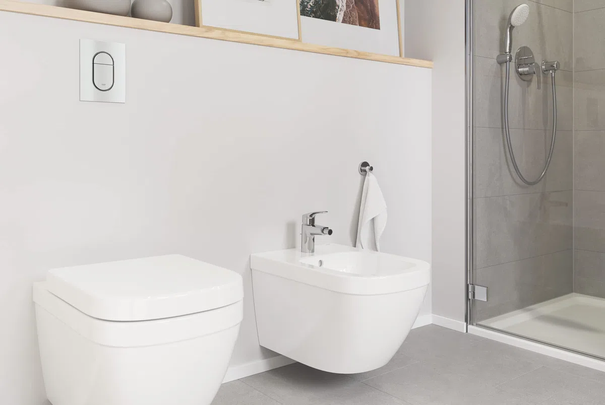 GROHE cuvette suspendue Euro ceramic, sans bride sans rebord, entièrement caréné, volume de chasse 3/5 L, porcelaine vitrifiée, finition blanc alpin, 39538000 (Import Allemagne)