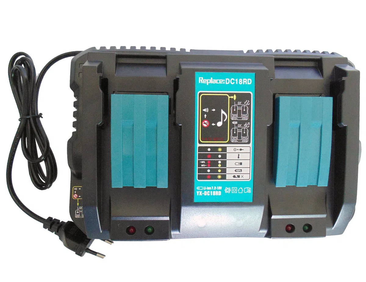 Remplacer Chargeur Rapide Double pour 2 Batteries pour Makita DC18RD 14.4 V - 18 V DC18RA DC18RC pour Makita Batteries 14,4 V-18 V BL1830 BL1430 BL1815 BL1415 BL1840 BL1850 BL1440 BL1450