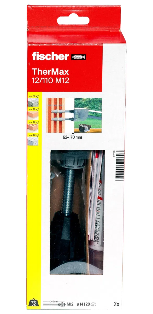 fischer - Montage à distance TherMax 12/110 M12 / Sachet de 2