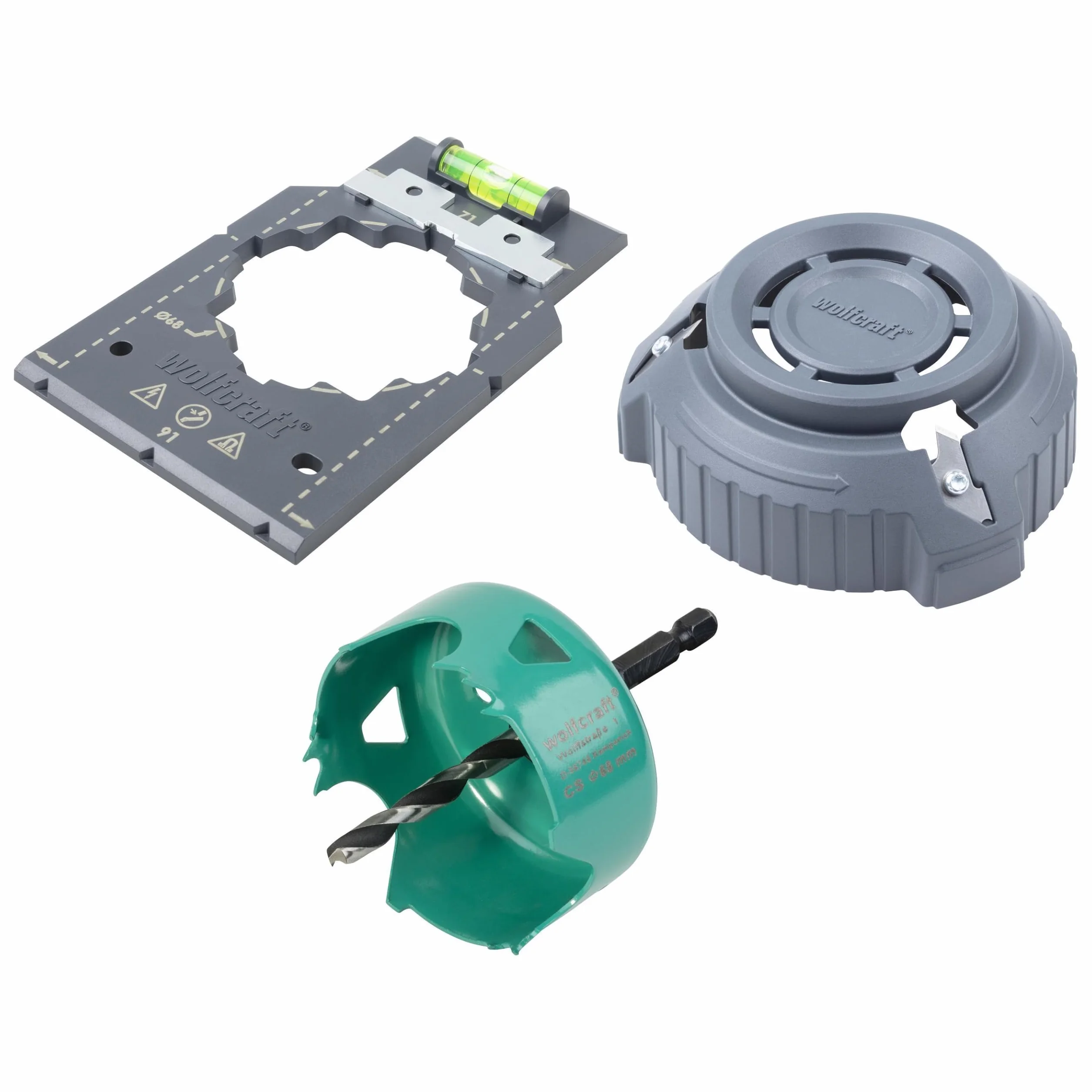 wolfcraft 5897000 - Kit réussite « Pose de boîtes d’encastrement » - Pour la pose des installations électriques dans les cloisons sèches