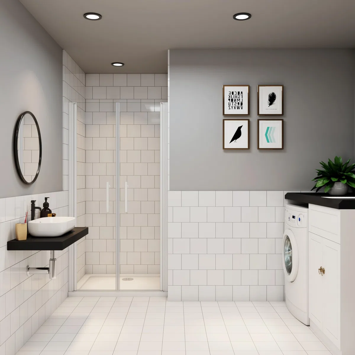 Porte de douche blanc 110cm Installation en niche porte de douche battante Hauteur 180cm en verre transparent et anticalcaire