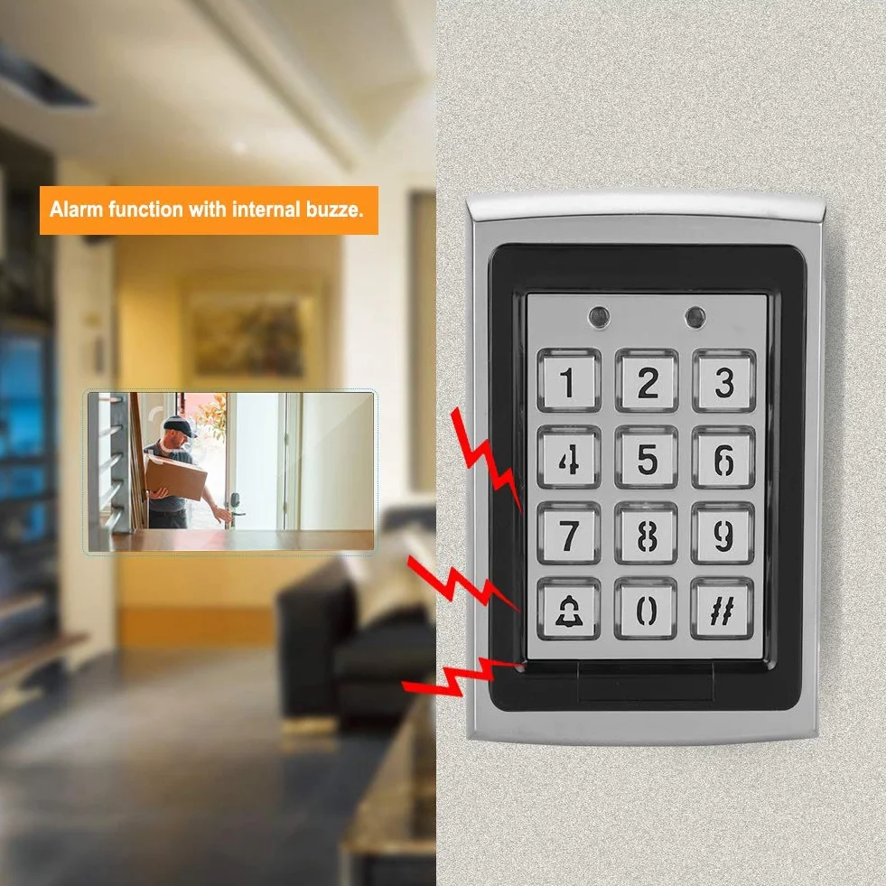 Contrôle d'accès pour porte – Clavier à code 125 kHz avec boîtier métallique, lecture RFID et mot de passe, pour serrure intelligente (argent)