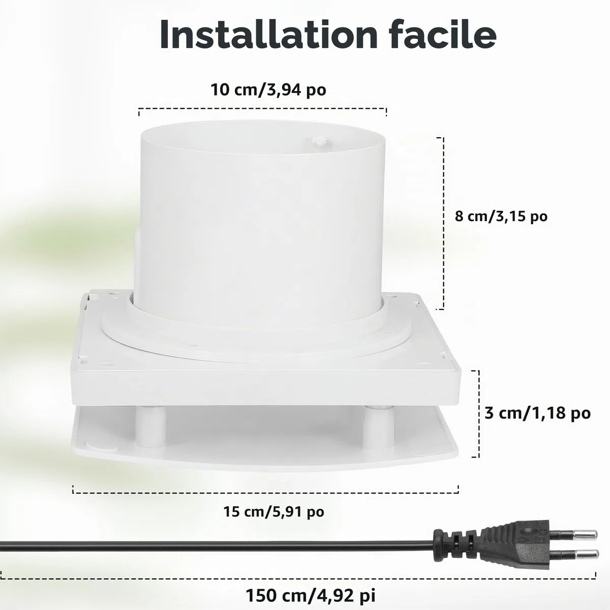 VMC Salle de Bain,100mm 130m³/h Extracteur d'air Salles de Bain avec Télécommande, 2 Directions, 3 Vitesses, Puissante Ventilation, pour Salle de Bain, Cuisine, WC, Garage