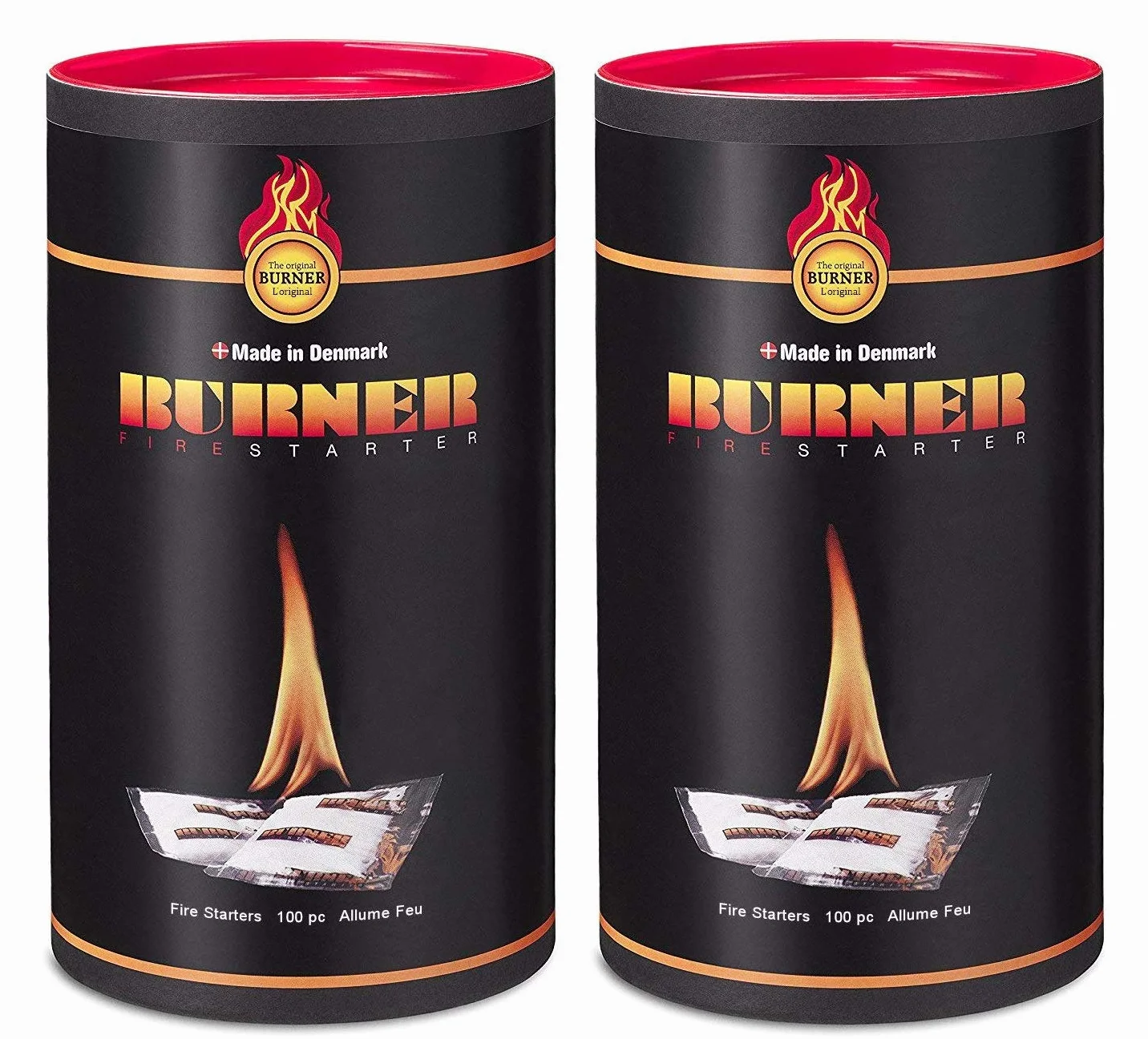 Burner Allume-feu écologique 2 x 100 pièces Bio inodore d'origine Naturel pour Barbecue, cheminée, poêle et cheminées – 200 sachets