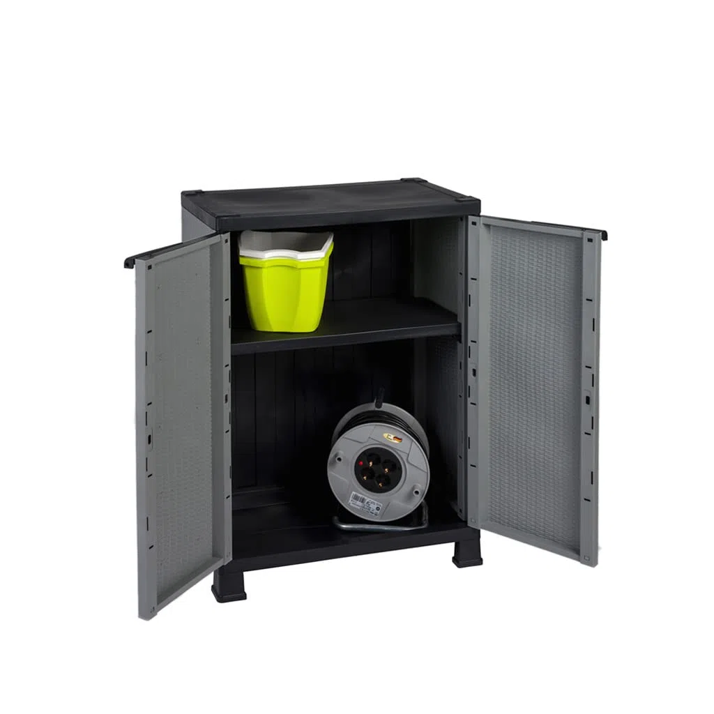 Kreher Armoire en plastique Madera, au design rotin avec une étagère réglable avec une capacité de charge de 20 kg, version moyenne
