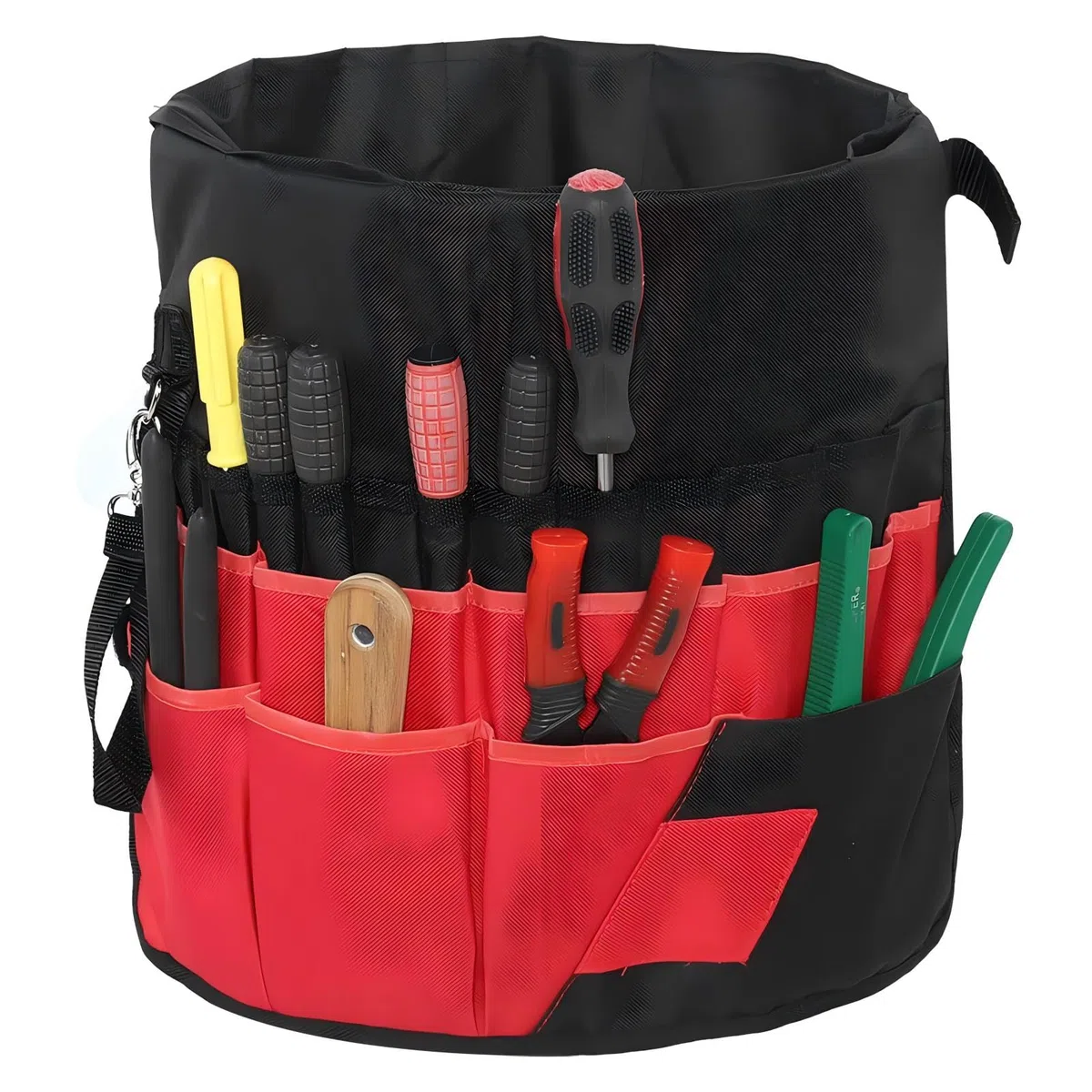 VIFER Sac à Outils pour Seau, Sac à Outils Multifonctionnel en Tissu Oxford avec 42 Poches pour Outils de Jardinage, Noir