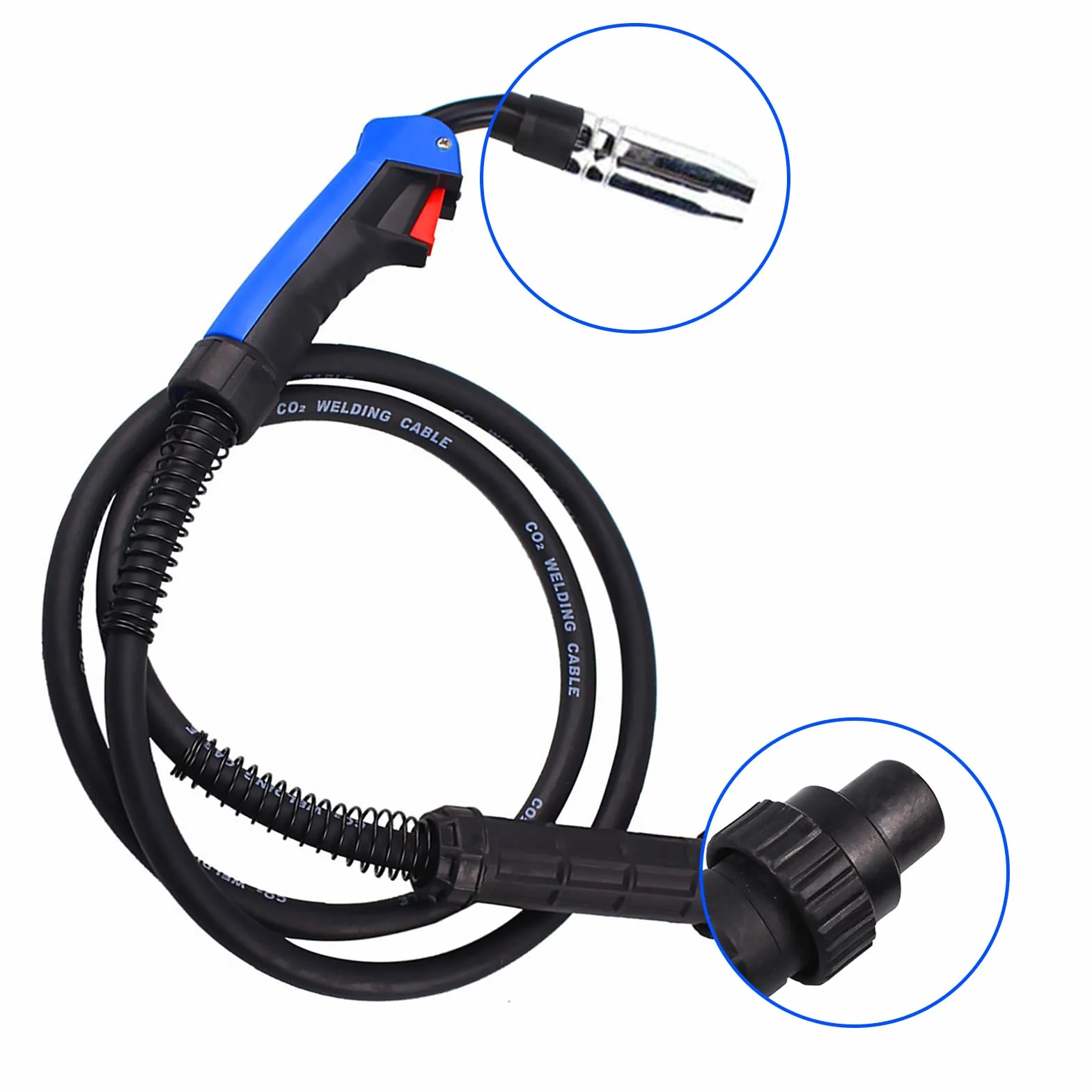 Torche à Souder Fil MIG MAG 15 AK de 4 Mètres avec 21Pcs Accessoires de Buse/Bouchon de Cône de Soudage pour Machine à Souder Semi-automatique avec Gaz Réfrigéré Par Air