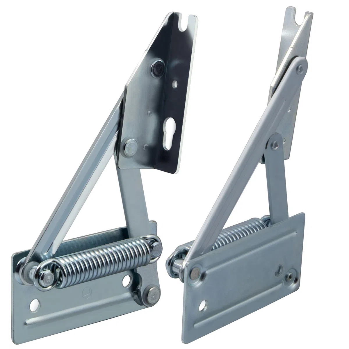 Gedotec Charnière de banc d'angle acier galvanisé | 1 paire (gauche + droite) | Console rabattable pour assises en bois | Ferrure de banc-coffre à ressort | Poids de plateau jusqu'à 12 kg