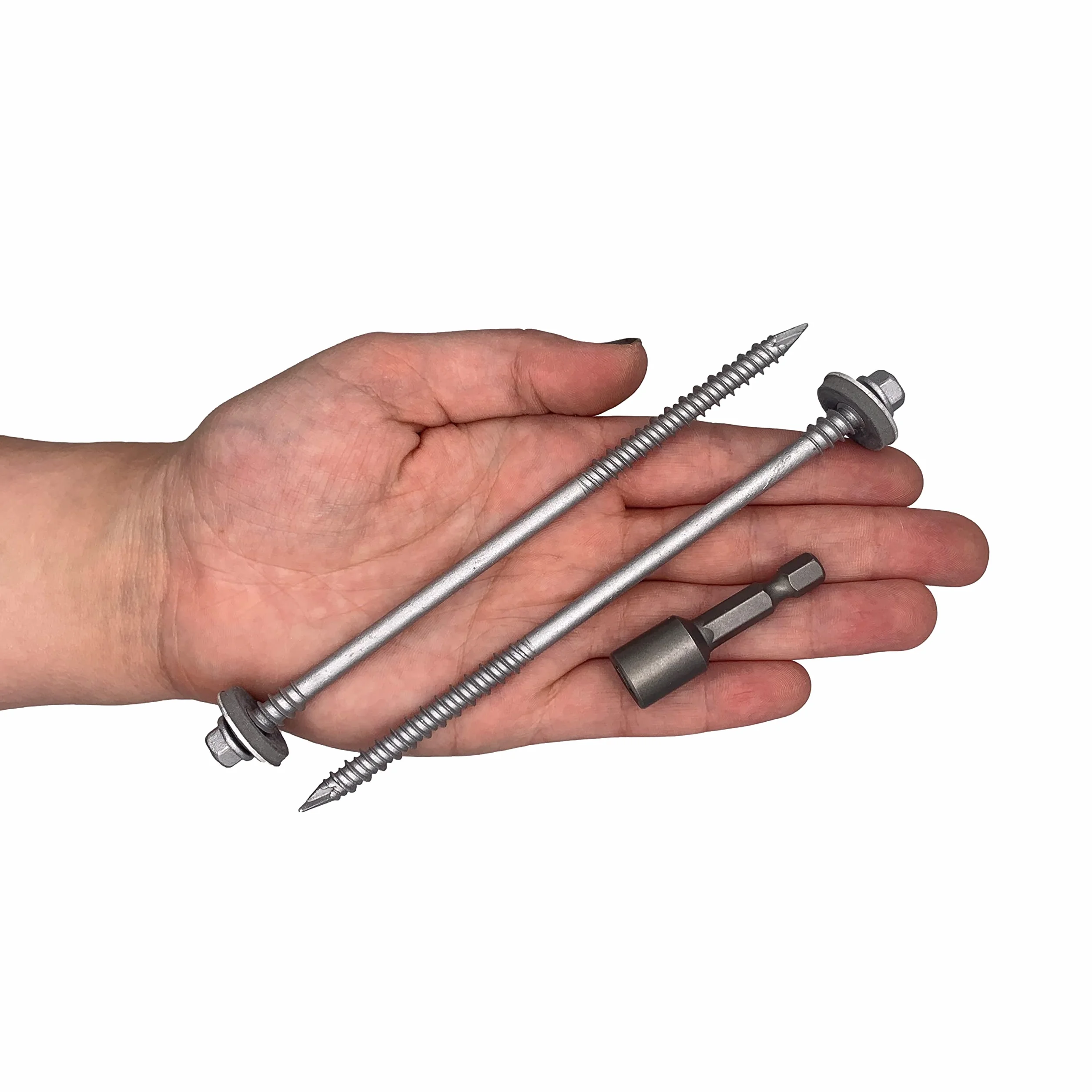 Marcopol Lot de 30 vis à tête hexagonale auto-foreuse 6,4 x 140 mm en acier au carbone avec rondelles EPDM pour fixer des panneaux sandwich (30, 6,4 x 140 mm), gris