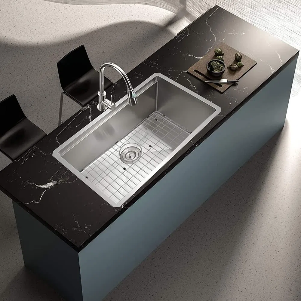 1 grille inférieure d'évier en acier inoxydable et protecteurs d'évier pour évier de cuisine avec