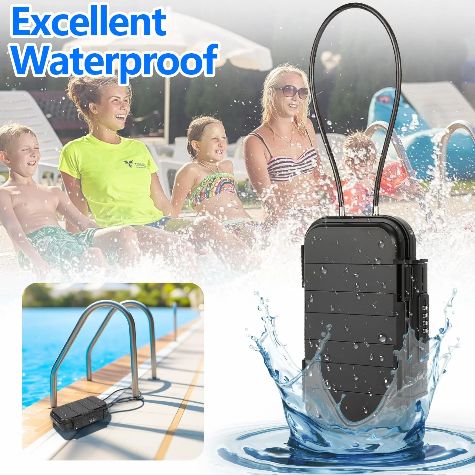 Portable Coffre-fort Étanche et Sécuritaire avec Câble Métallique Amovible, Boîte à Cadenas pour Clés de Voyage ou Bureau
