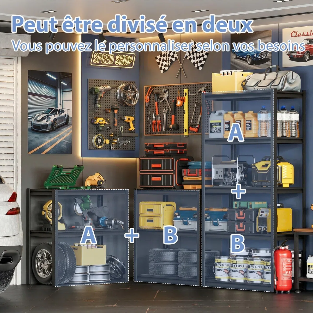 Himimi Étagère de Rangement 5 Niveaux 1000 kg Étagère Métallique Robuste avec Clayettes Réglables en Hauteur Étagère Ouverte pour Cave Garage Entrepôt Cuisine Rayonnage de Stockage 90x40x182 cm Noir