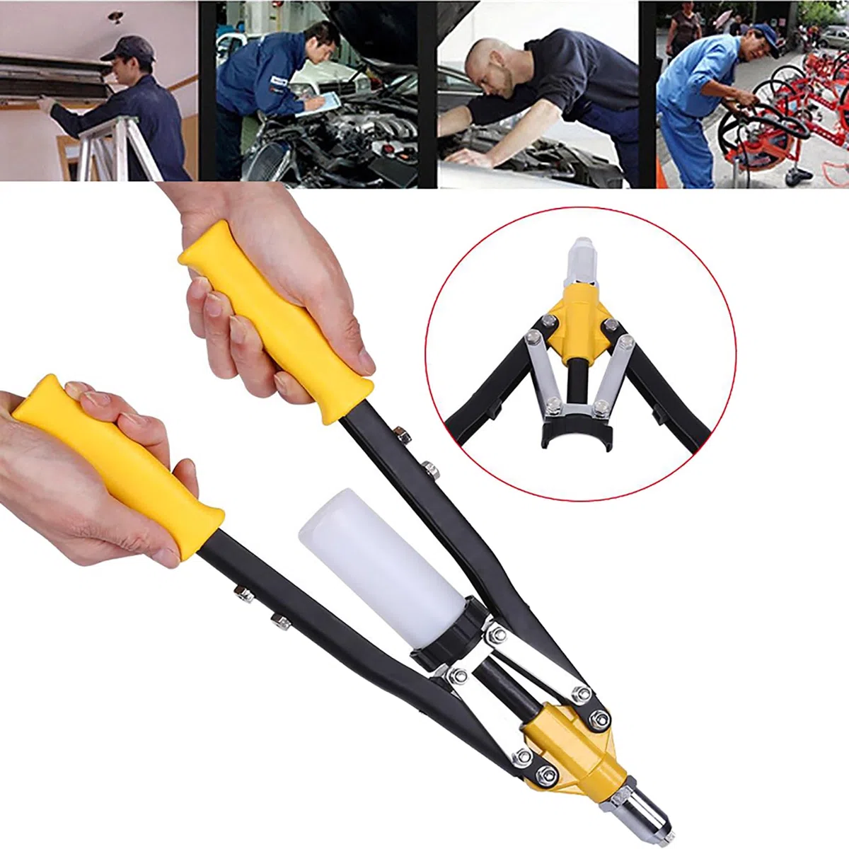 GOTOTOP Pinces a Rivets Pop, Pince a Riveter Professionnelle avec 6 Nez pour Rivets Aveugles 2.5mm, 3mm, 3.2mm, 4mm, 5mm, 6mm 44.5 x 16.9cm
