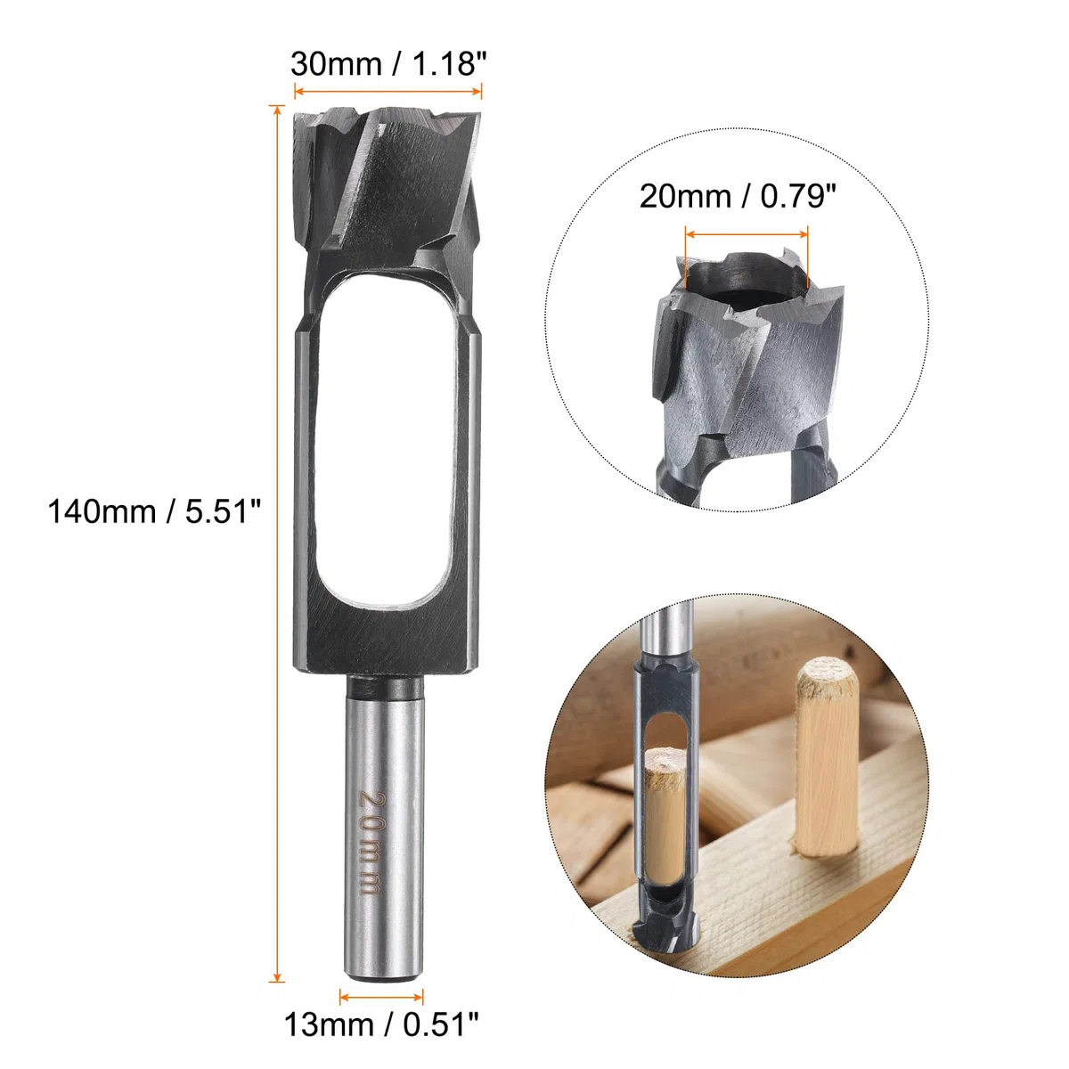 QUARKZMAN Bois Tenon Goujon Bouchon Fraise 20mm Métrique Tenon Goujon Coupe Outils Foret Mèche Haute vitesse Acier Bouchon à Bois Cheville Coupeur avec Tige ronde