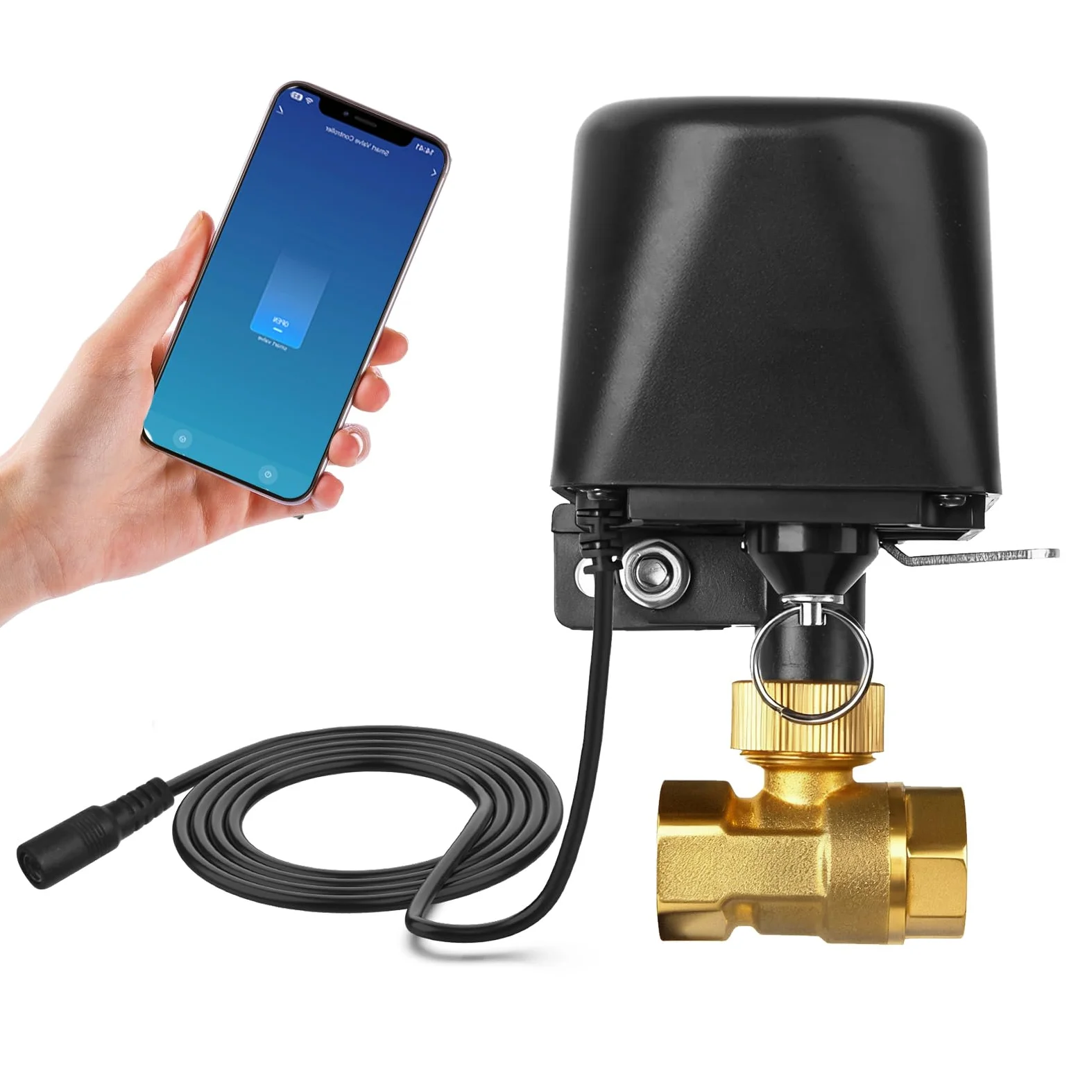 Valve d'eau intelligente Wifi/Bluetooth, commande vocale, compatible avec Alexa et Google, 2,4 GHz, contrôle automatique de la valve pour cuisine, jardin, ferme (DN15)