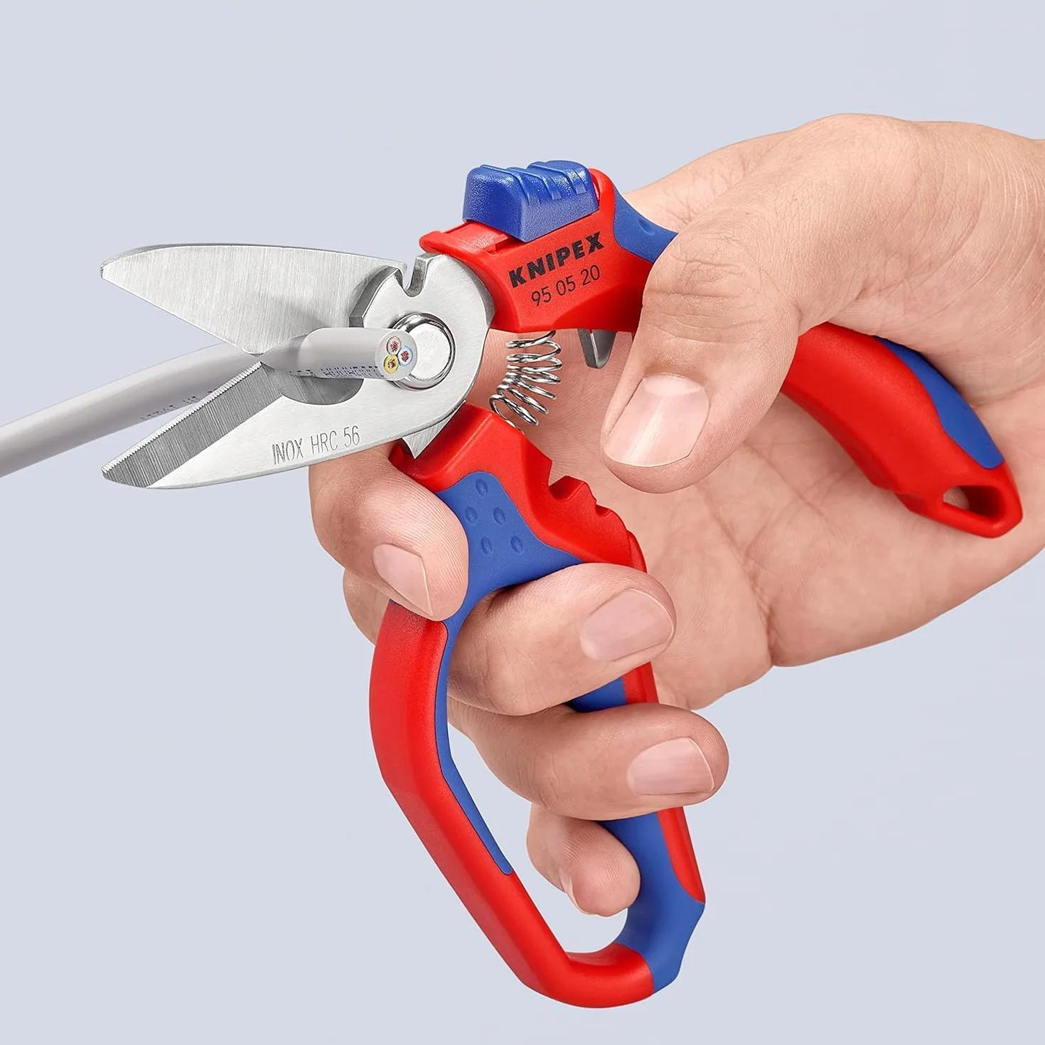 Knipex Ciseaux d'électricien coudés polie miroir avec gaines bi-matière, renforcées de fibres de verre 180 mm, 95 05 20 SB