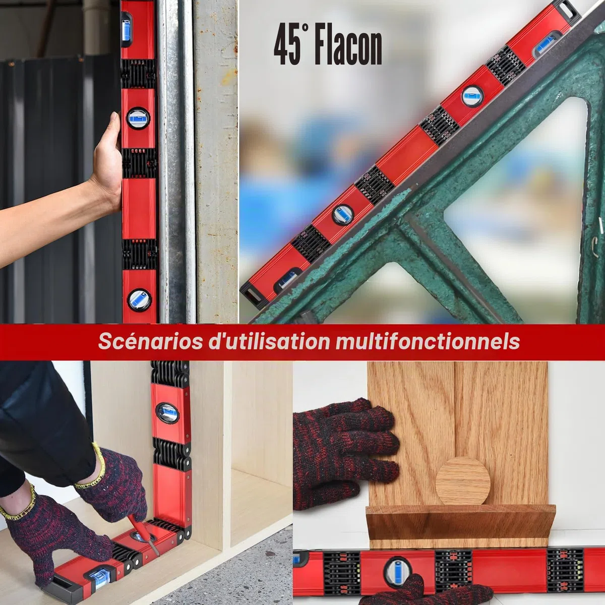 N&S Juvyig - Outil multifonction pliable pour la menuiserie, outil de mesure multi-angle pour la menuiserie, nivellement précis dans n'importe quelle position, règle