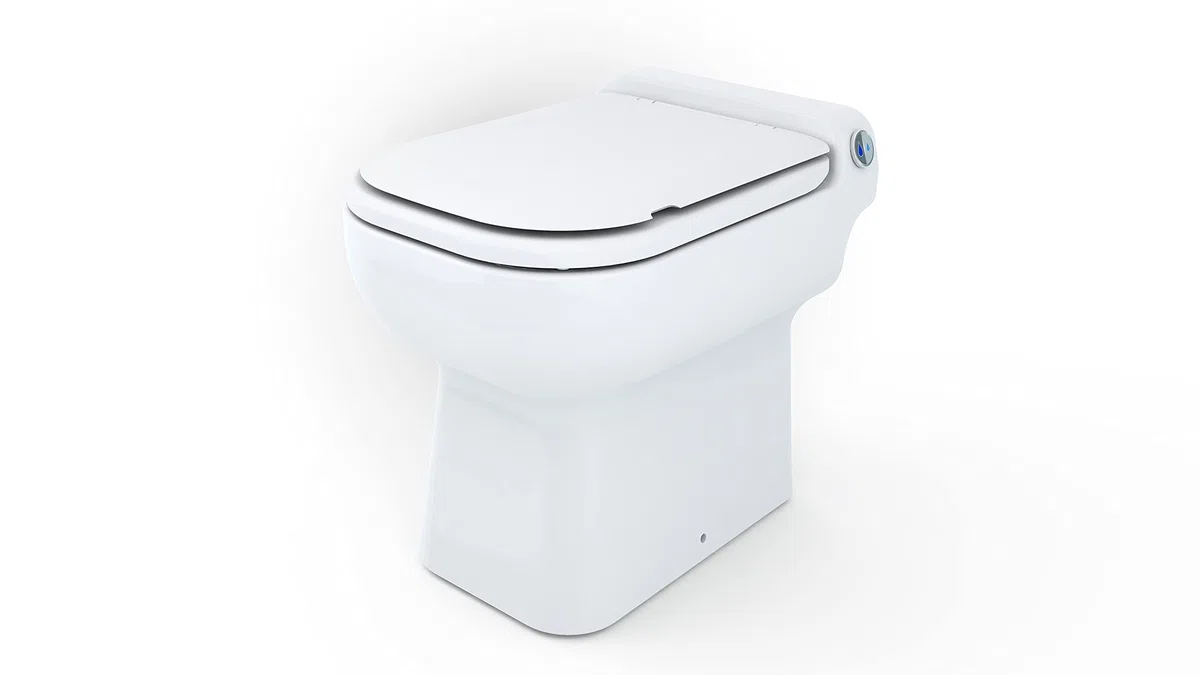 Design - WC Broyeur rectangle Double Chasse Éco, Cuvette Anticalcaire, Abattant Antibactérien, Puissant, Relevage 3m Vertical, 30m Horizontal, 500W, Fabrication Française, Garantie 2 Ans