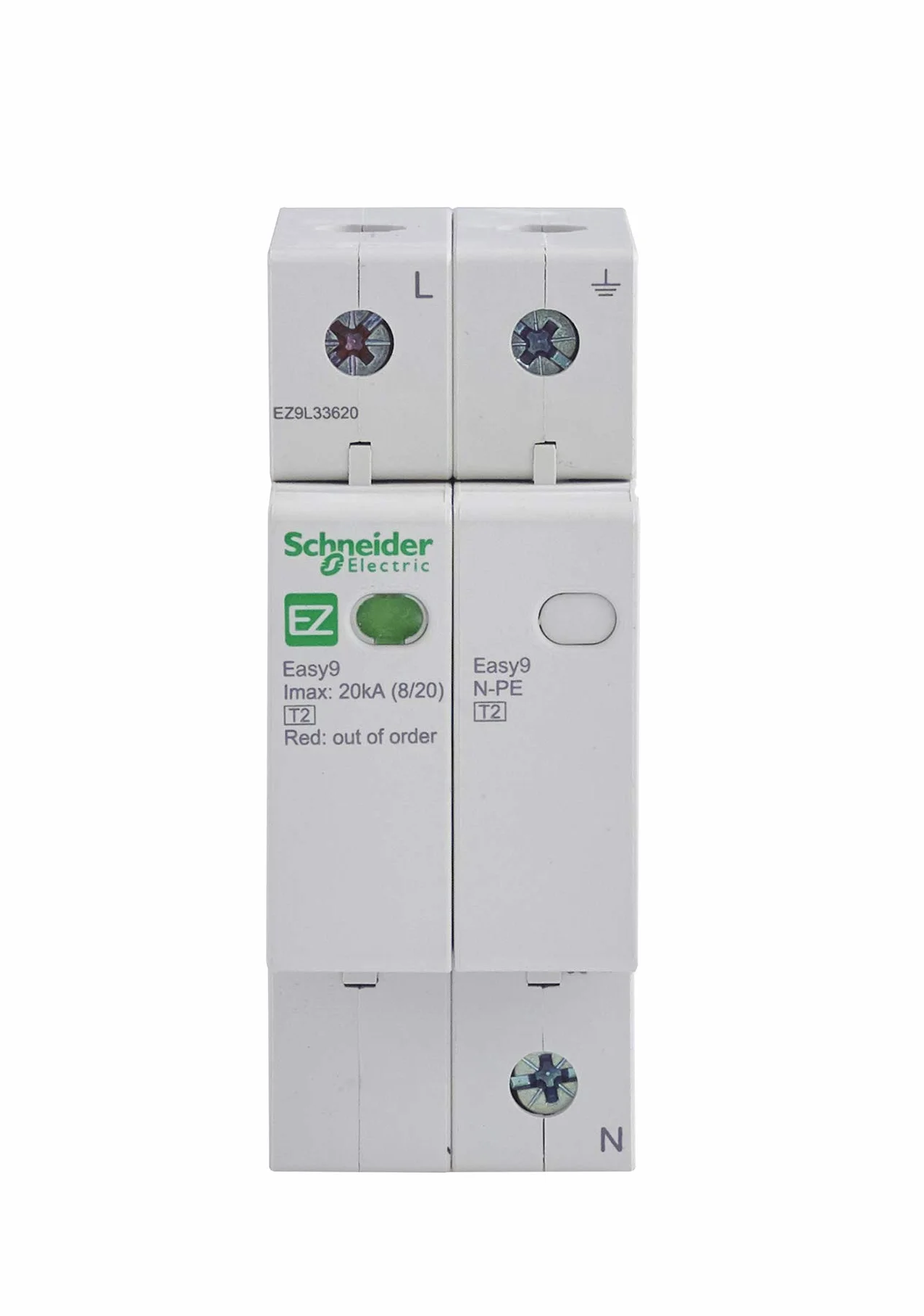 Schneider Ez9l33620 Parafoudre Easy9 Parafoudre 1p-n 20 KA, Blanc