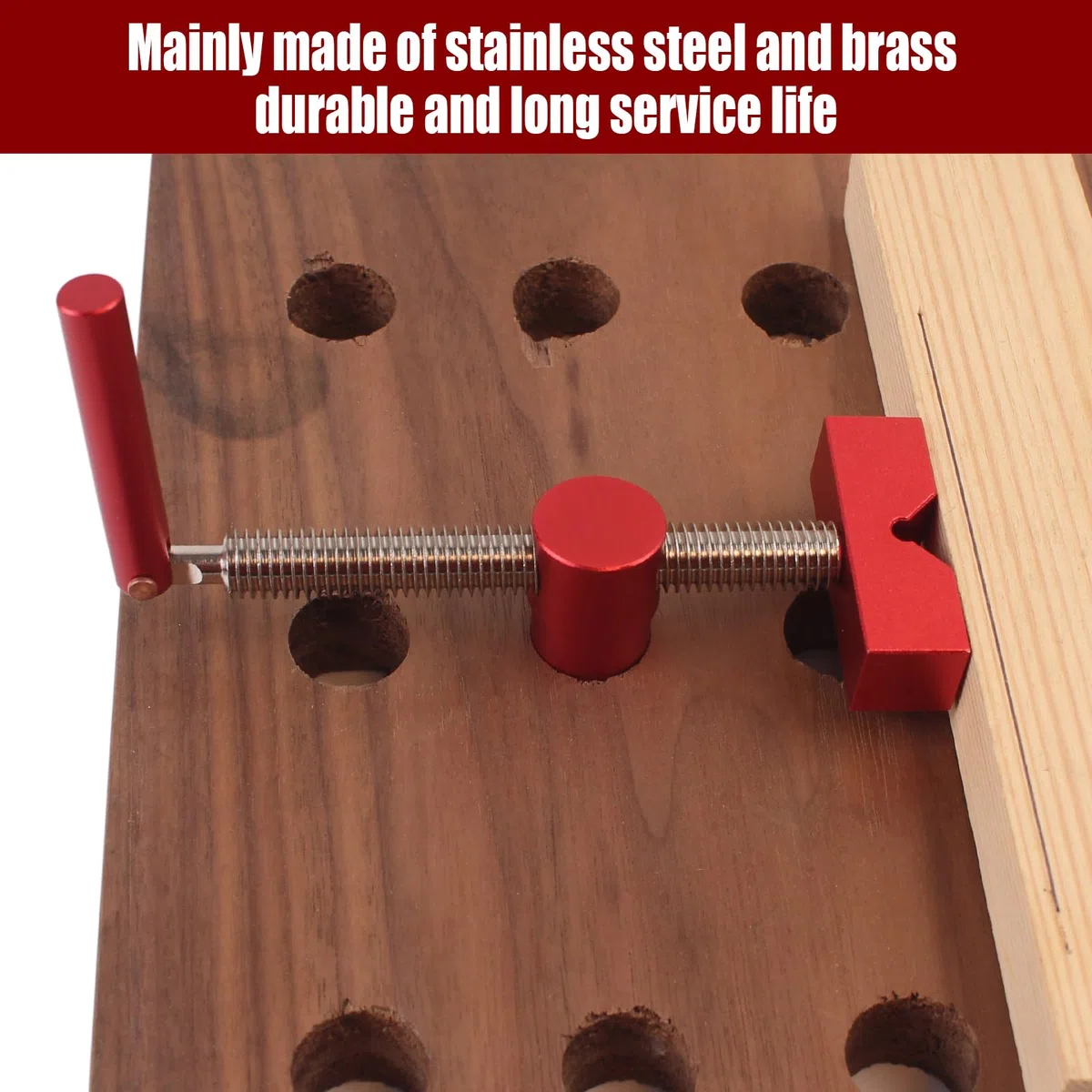 Lot de 2 pinces pour établi de table avec 4 pinces de banc pour chiens - Pour crochet de banc - Trou de 20 mm - Pour le travail du bois - Fixation rapide en laiton