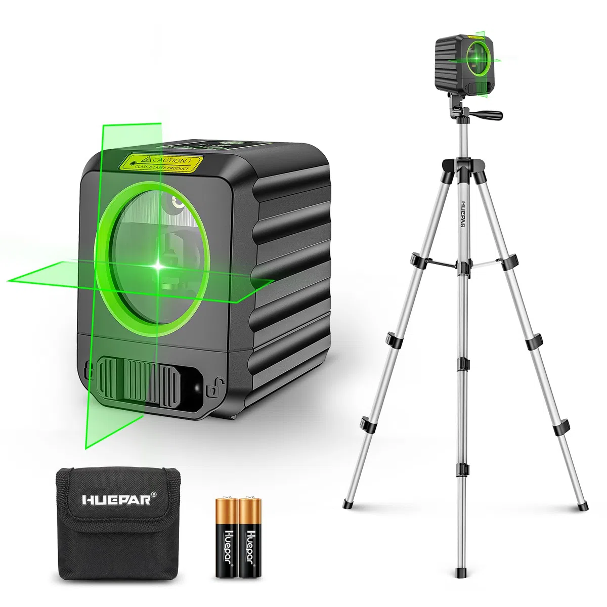 [Version supérieure]Niveau Laser, Ensemble de trépied de niveau laser, Huepar B011G-TP 30m Outil de niveau laser autonivelant DIY, niveau laser verte pour accrocher des tableaux,Cadeau pour Papa