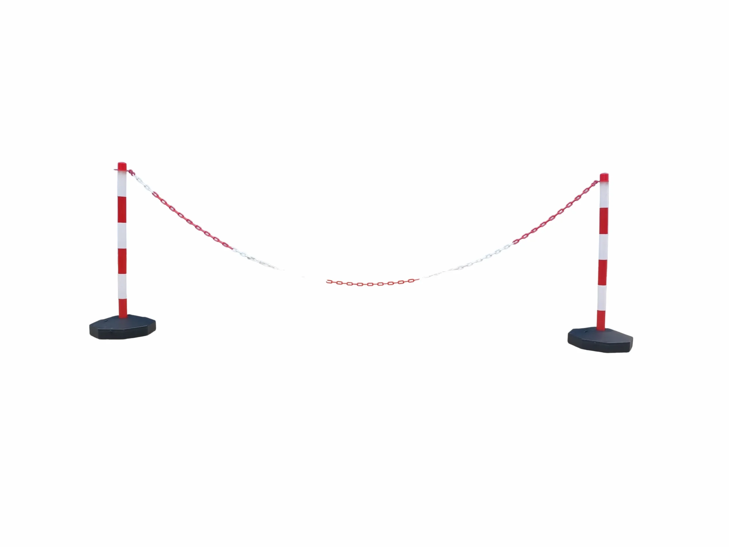 GC2-CH2.5 Paire de Poteaux en Plastique avec Chaîne en Plastique de 2,5 m (Rouge Blanc, 2,5 m)