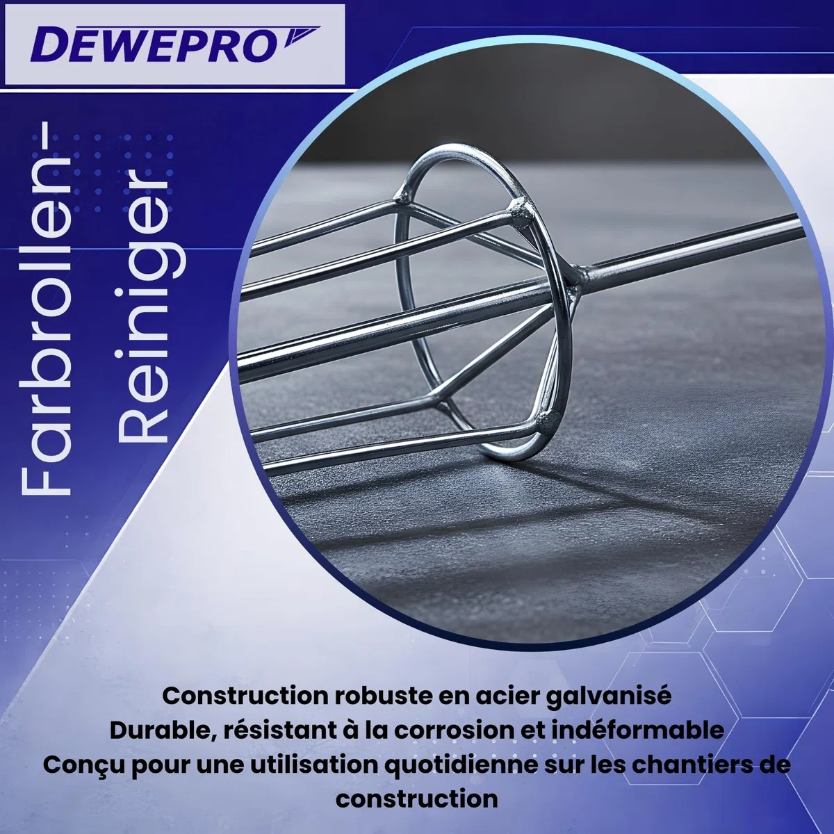DEWEPRO Dispositif de nettoyage pour rouleau de peinture - Embout pour perceuses/visseuses sans fil pour un nettoyage facile des rouleaux de peinture