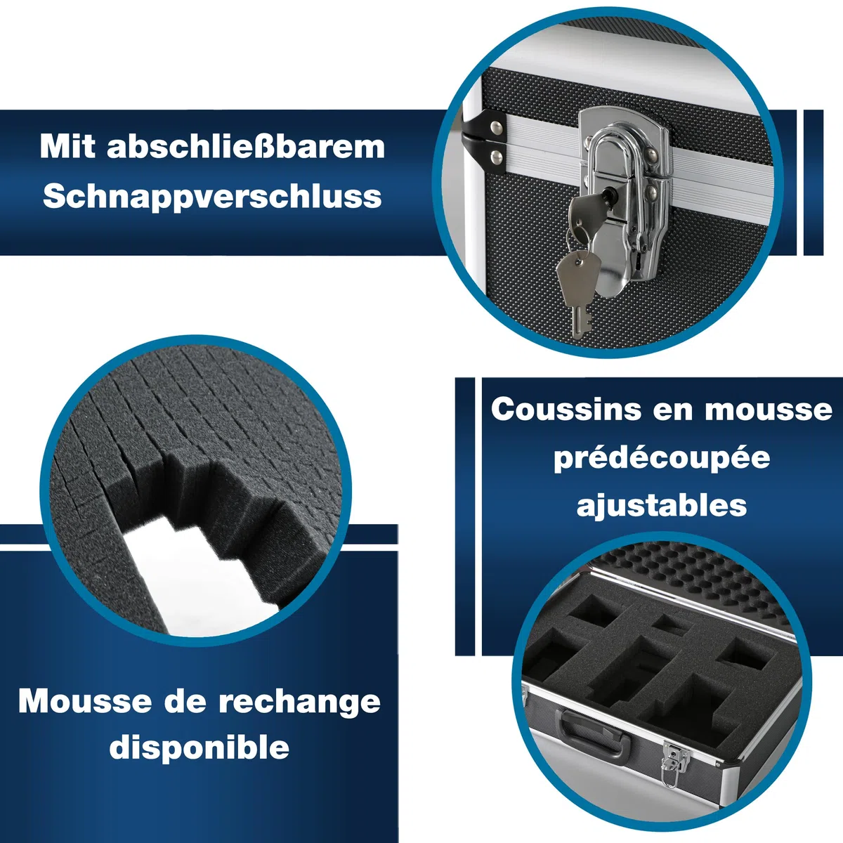 Peak Tech P 7300 - Mallette Robuste Universelle pour Instruments de Mesure, en Aluminium, Compartiment à Outils, Rembourrage en Mousse, Verrouillable, Anti-Poussière, M - 320 x 250 x 150 mm
